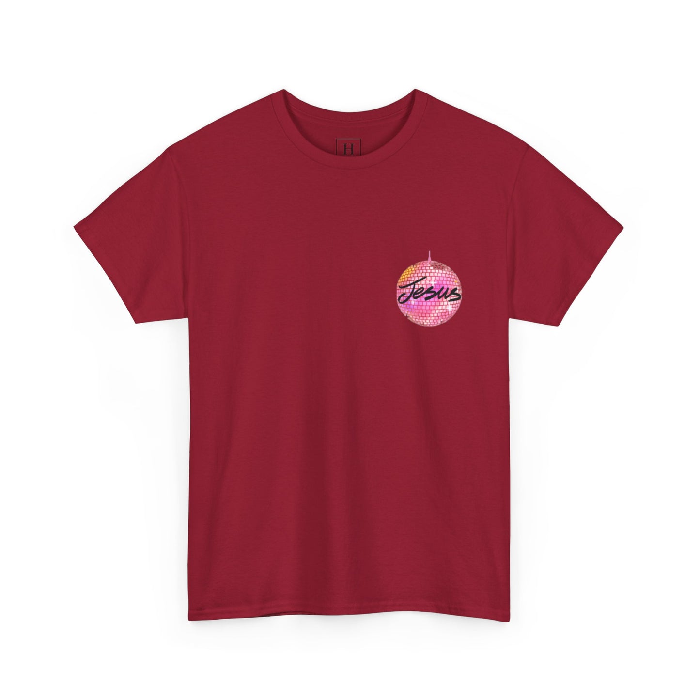 Love like jesus disco christian shirt pink (front and back)