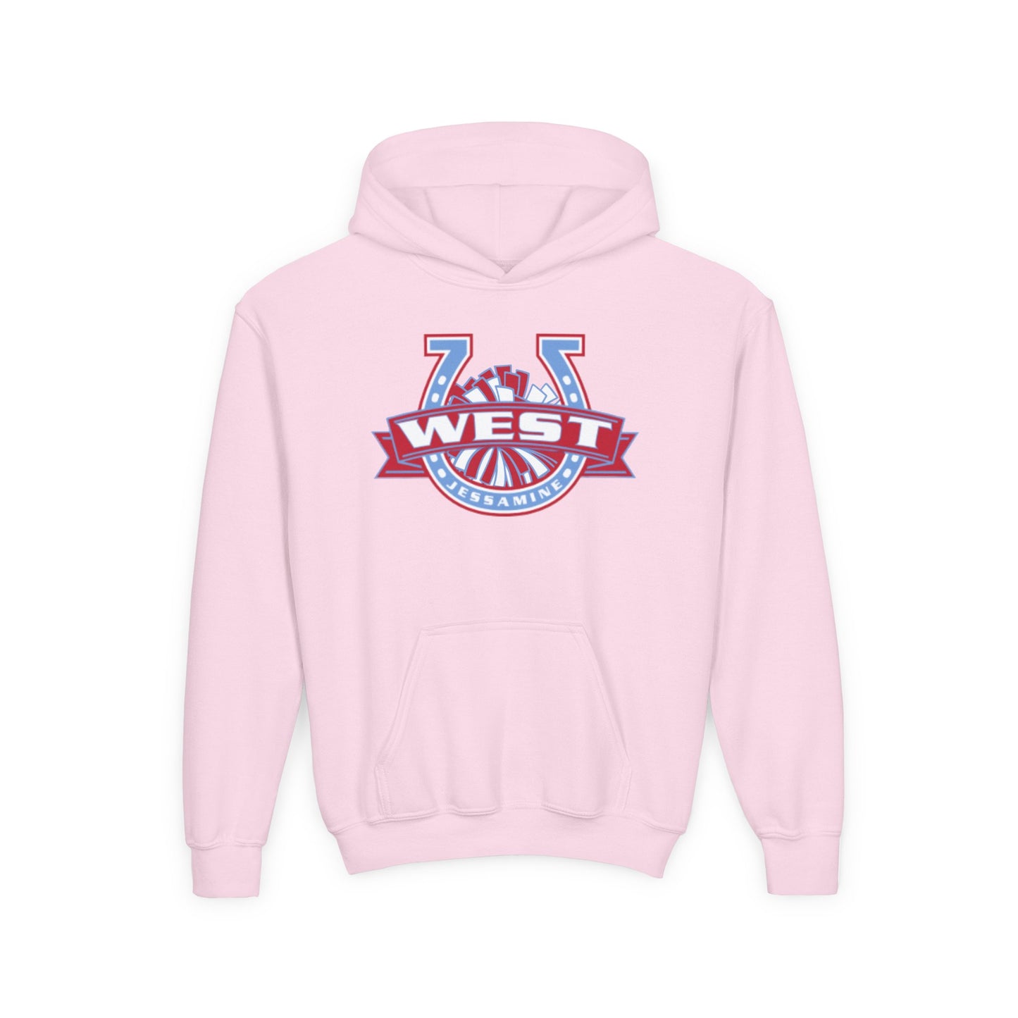 YOUTH Hoodie -- Cheerleading Unisex Tee - West Jessamine Horseshoe Logo with Poms