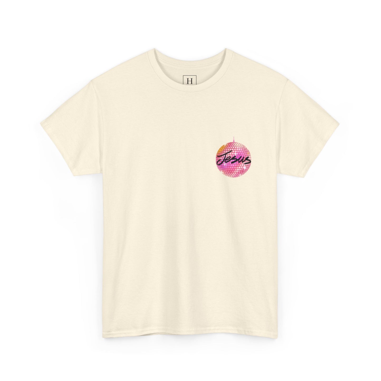 Love like jesus disco christian shirt pink (front and back)
