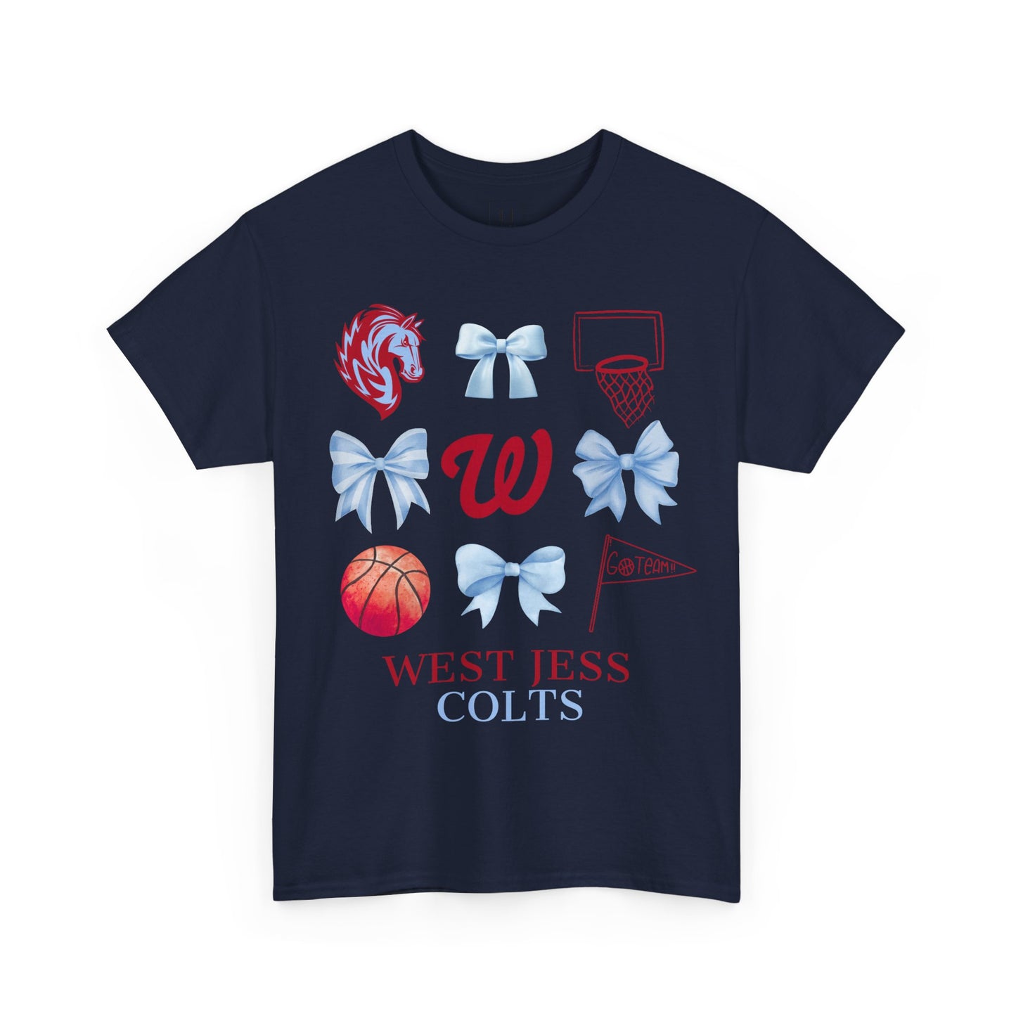 West Jessamine Colts Coquette Basketball Bows - Unisex Tee