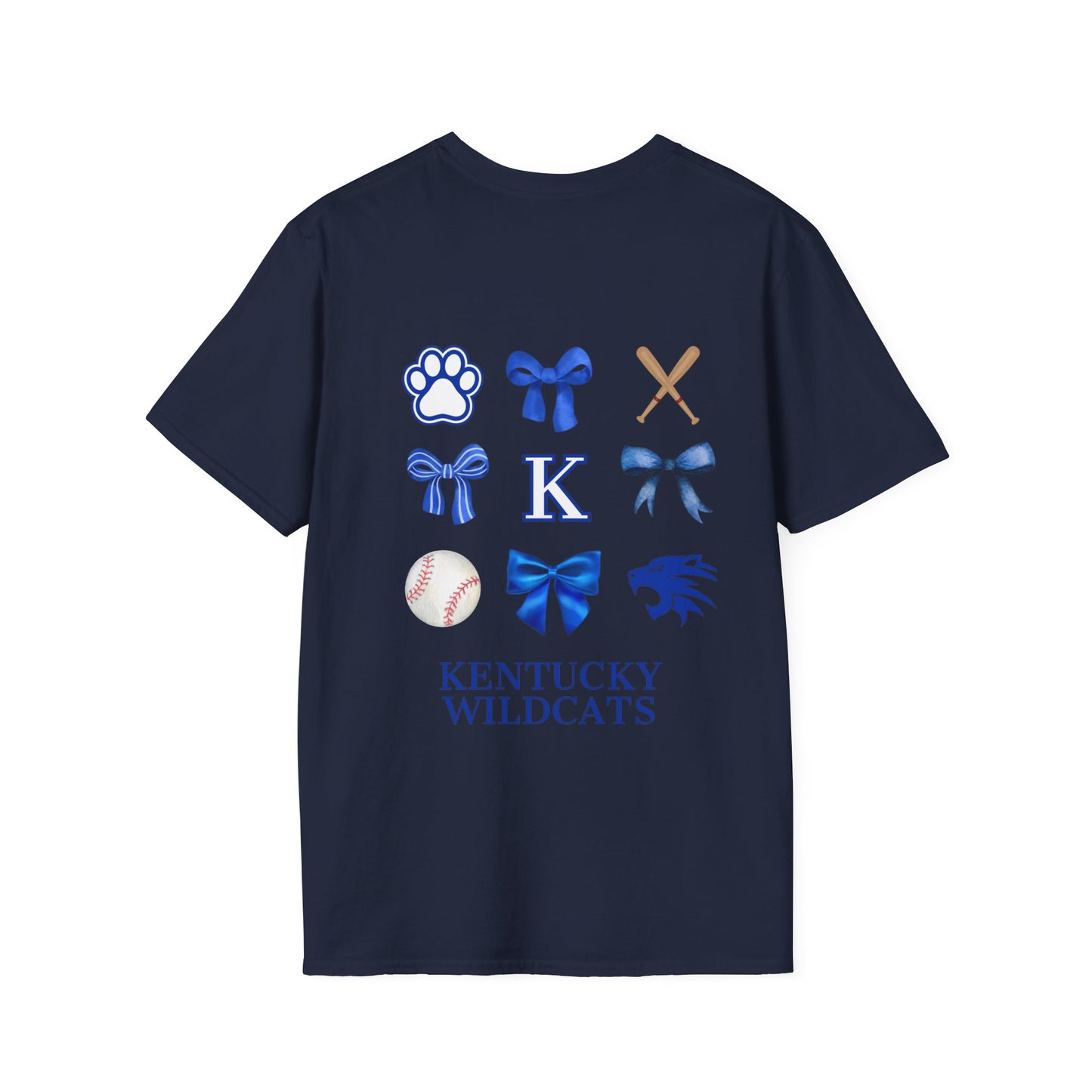 Kentucky Ribbon/Bow Baseball T-shirt (Front and Back)