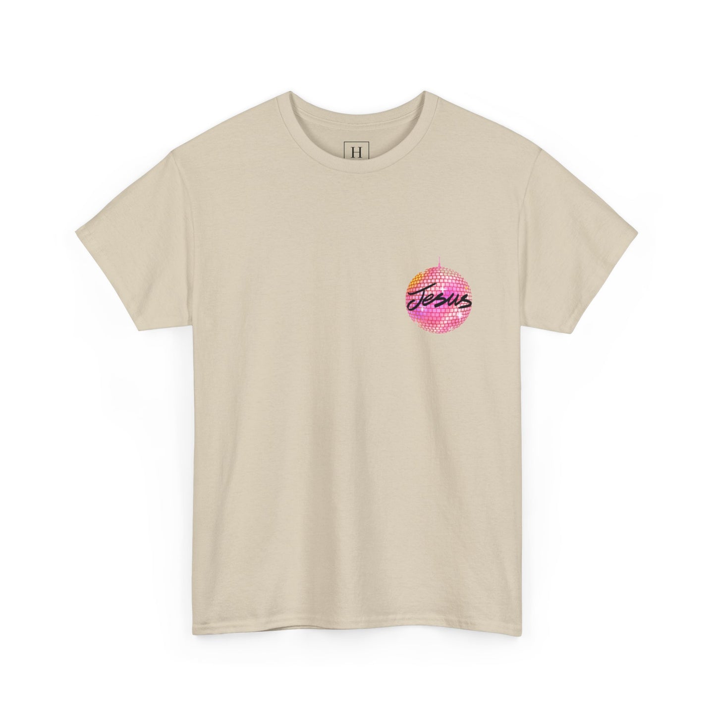 Love like jesus disco christian shirt pink (front and back)