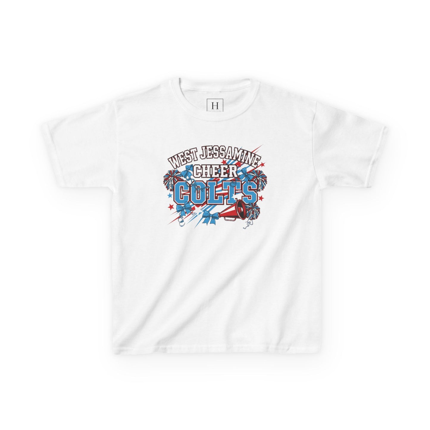 YOUTH - - West Jessamine Cheer COLTS - Poms, Bows, Stars - Unisex Shirt