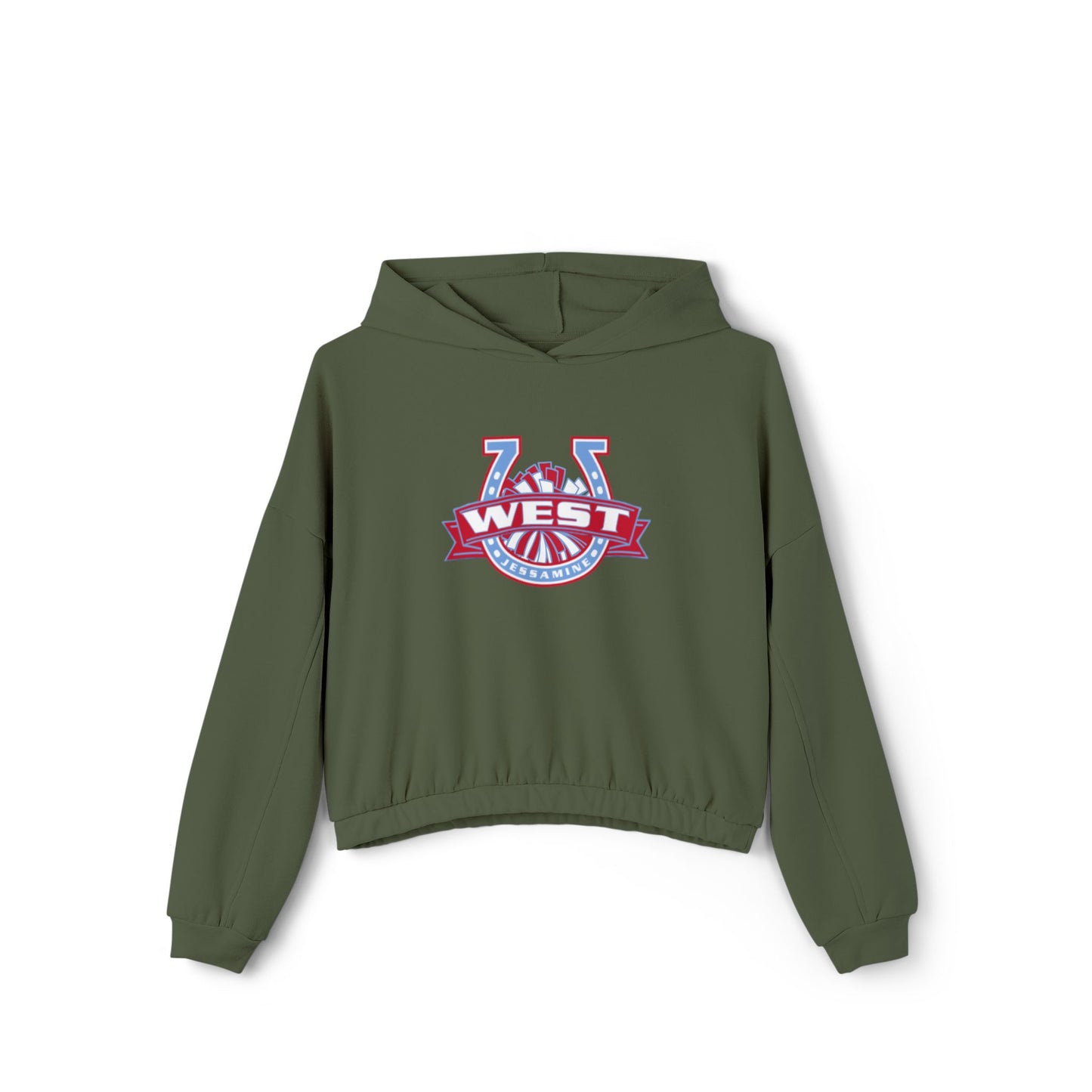 West HORSESHOE CHEER POM -- Women's Cinched/Cropped Hoodie