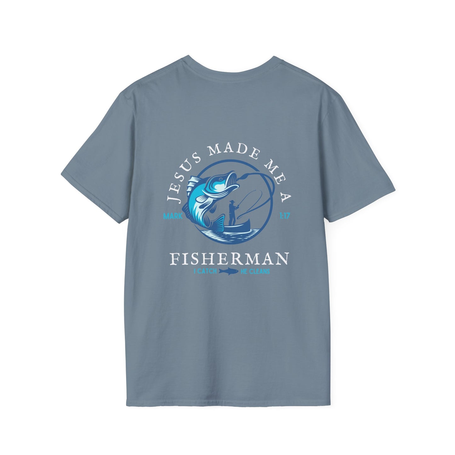 Jesus Made Me A Fisherman Christian T-Shirt (front and back)