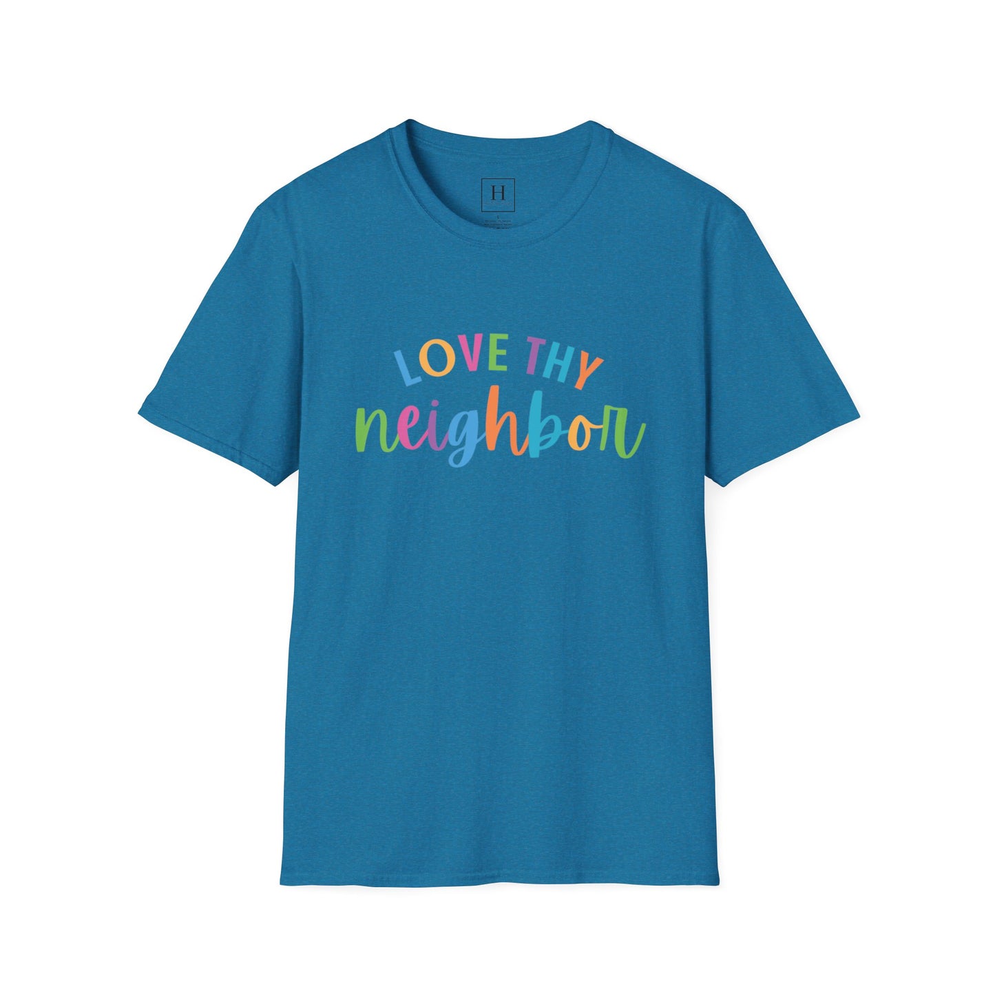 Bright Rainbow Color Love Thy Neighbor Christian T-shirt