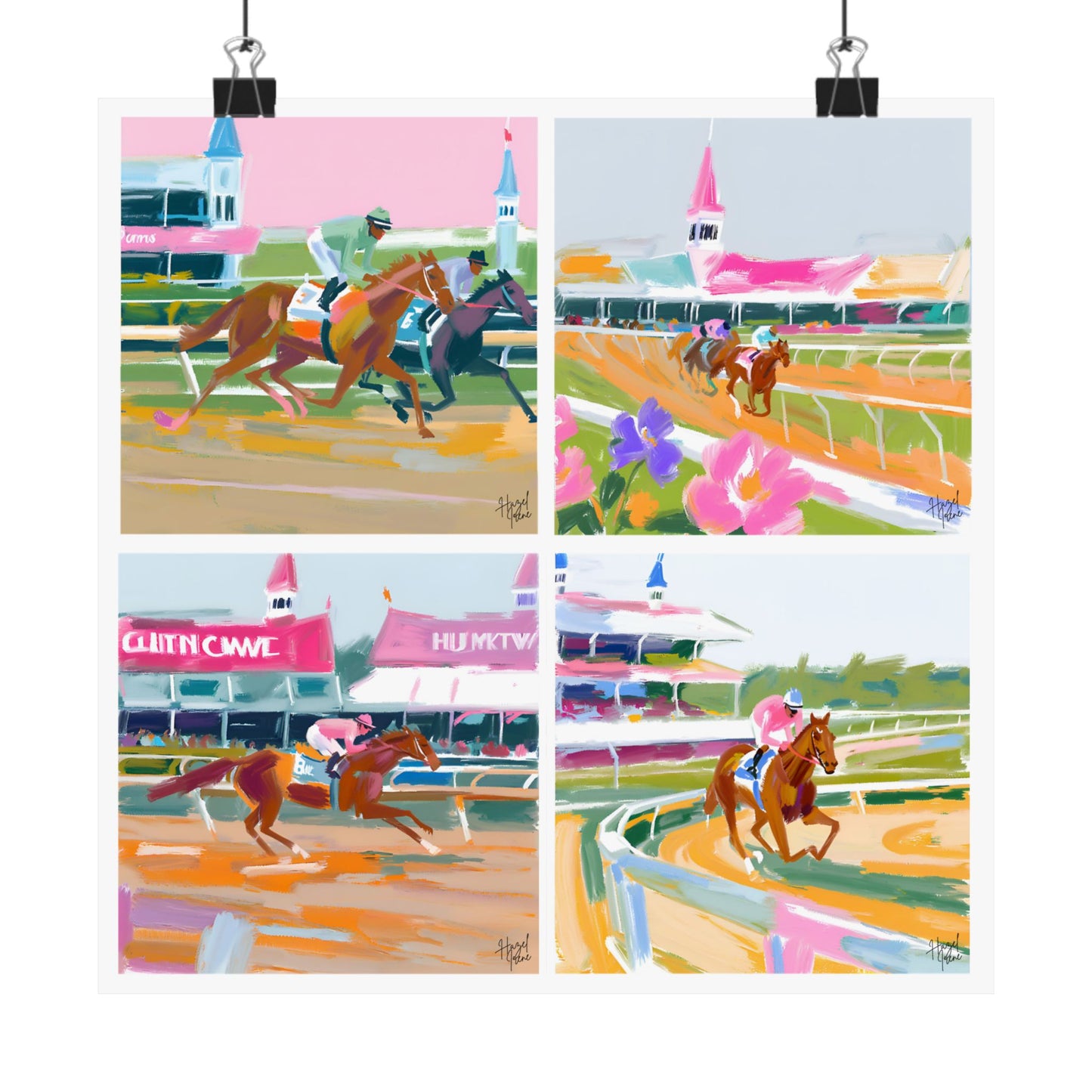 Kentucky Horse Racing Oil Painting on Matte Poster