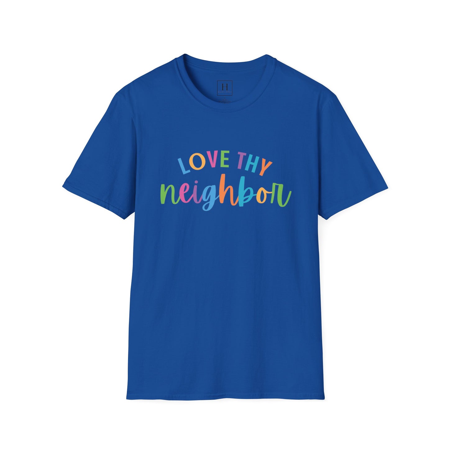 Bright Rainbow Color Love Thy Neighbor Christian T-shirt