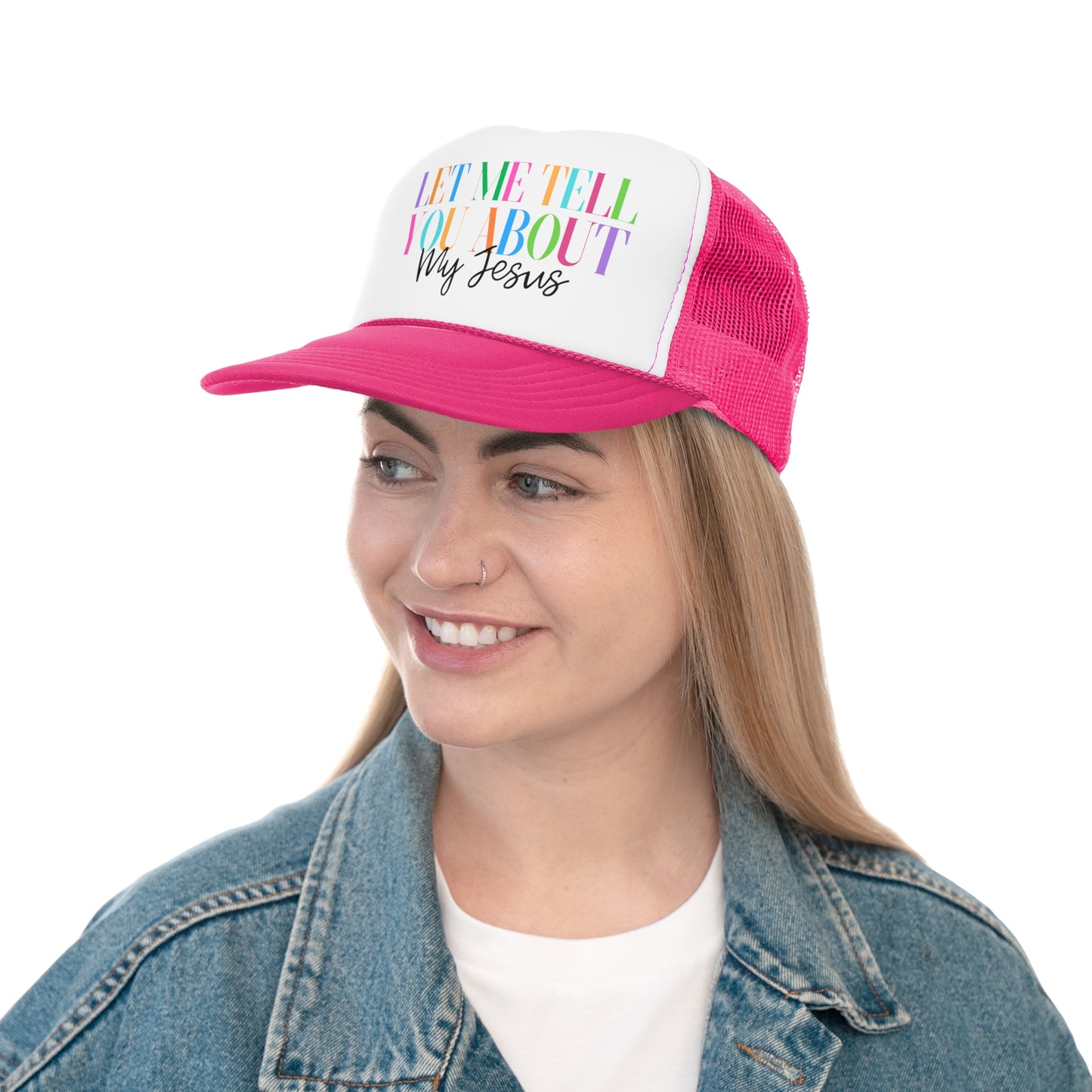 Let Me Tell You About My Jesus Christian Trucker Hat