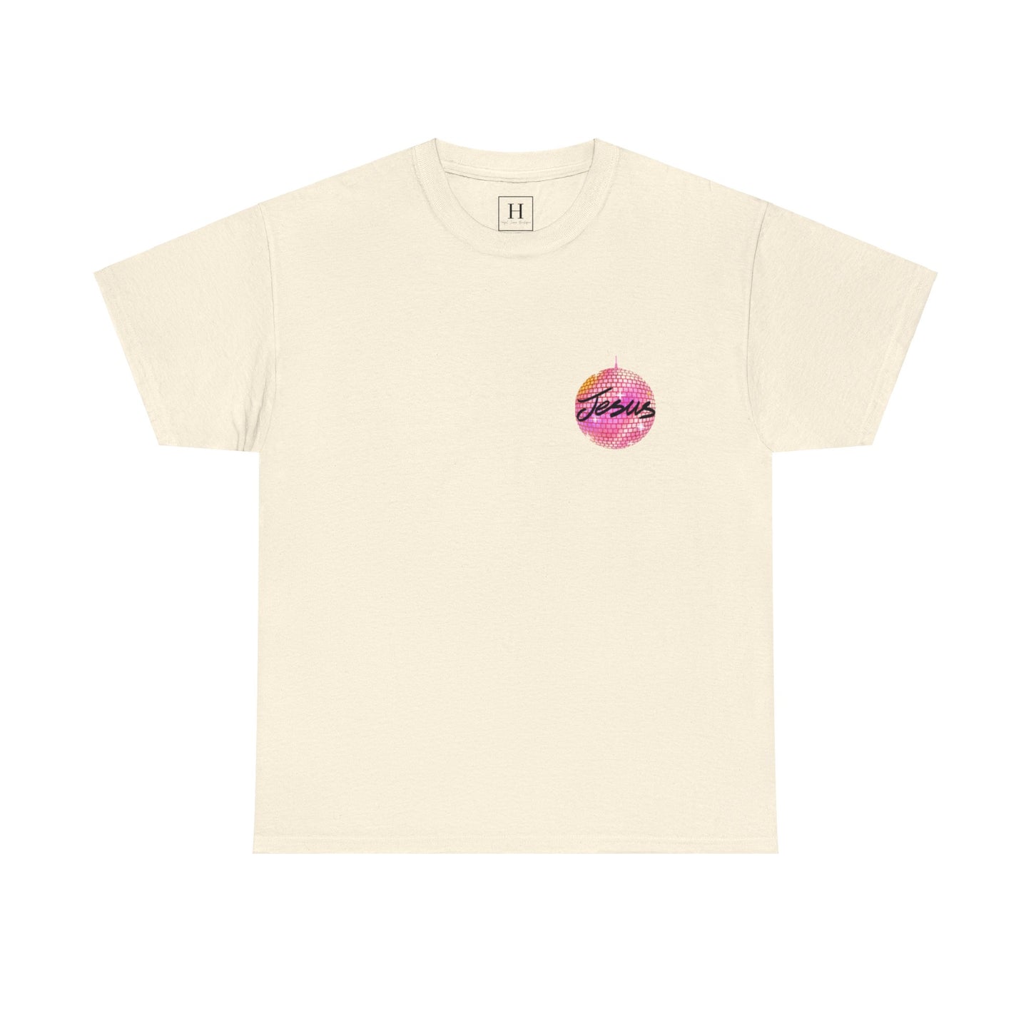 Love like jesus disco christian shirt pink (front and back)