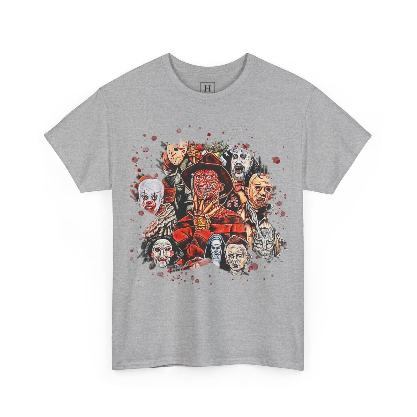 Halloween; Classic Horror Characters with Blood Splatter -- Unisex