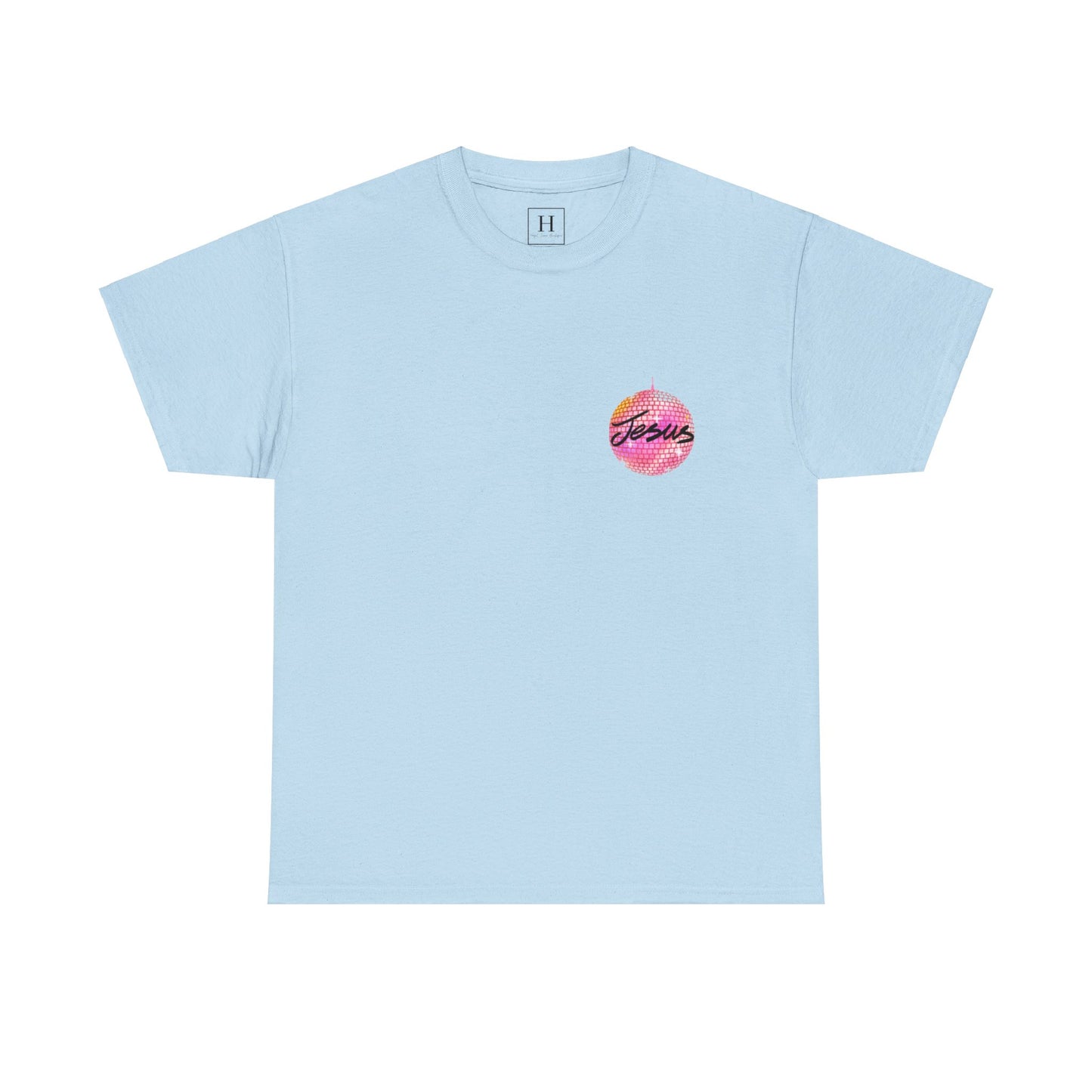 Love like jesus disco christian shirt pink (front and back)