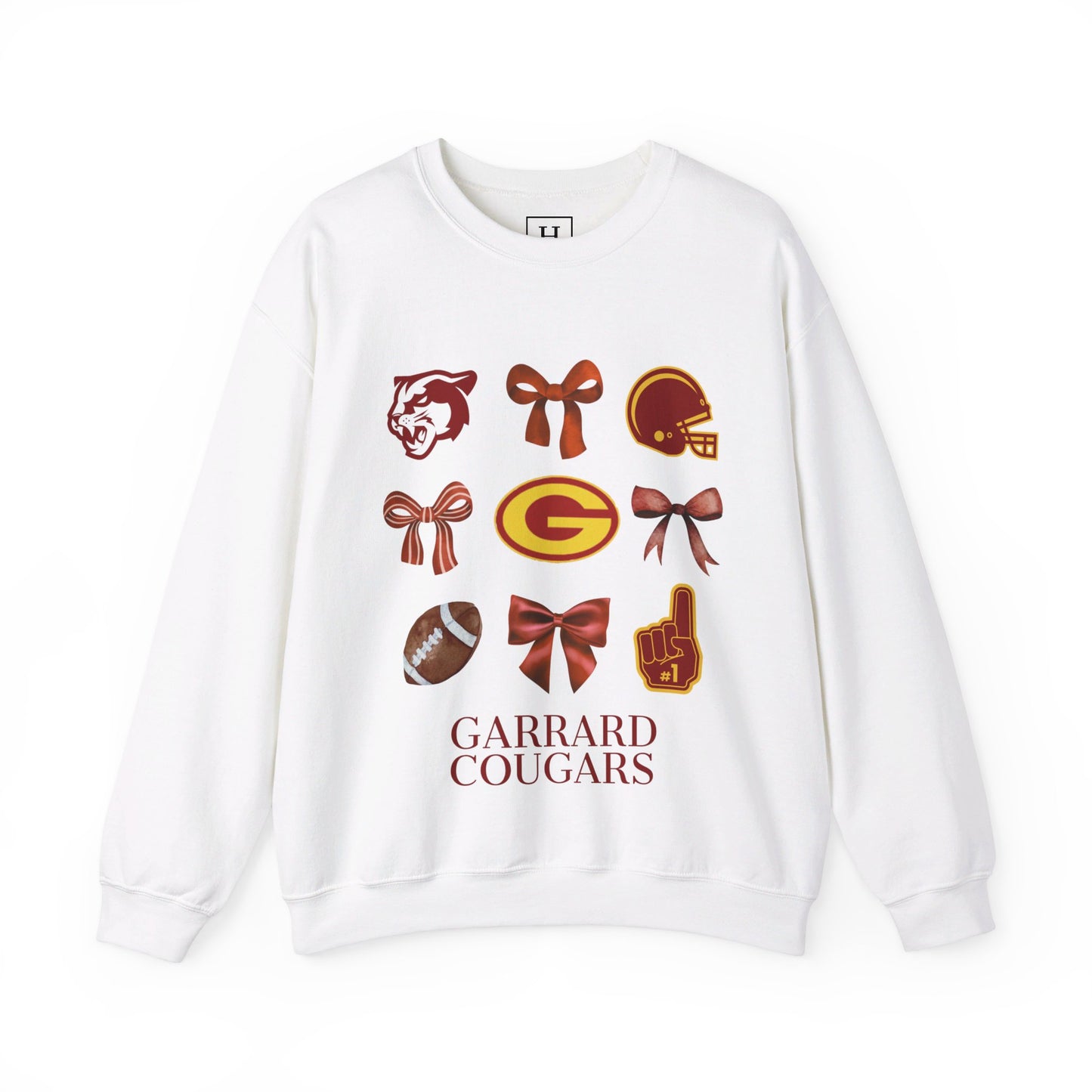 GMS Garrard Middle School Cougars Bows & Football Sweatshirt (Front Only)