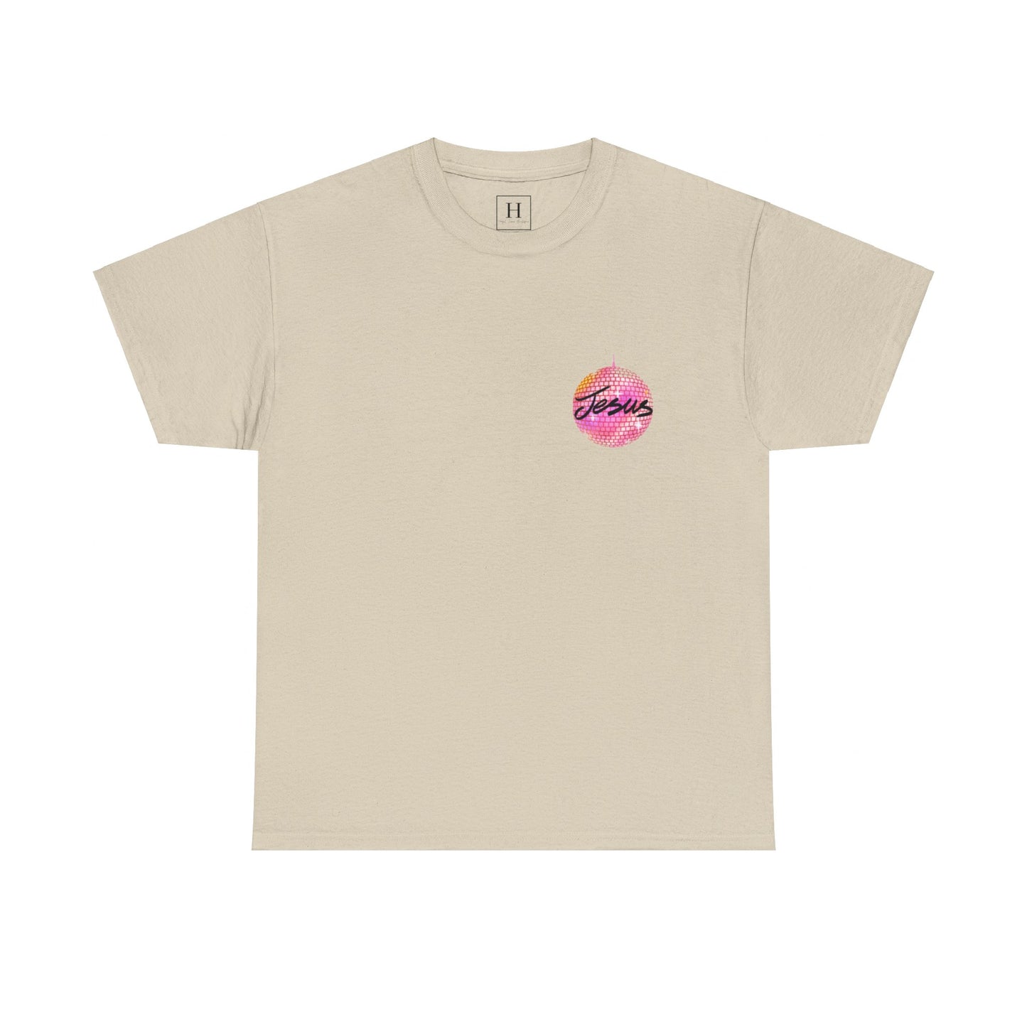 Love like jesus disco christian shirt pink (front and back)