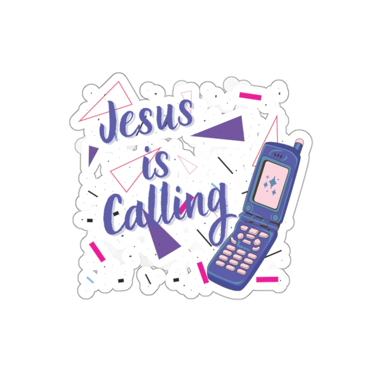 Jesus Is Calling Retro Cell Phone Christian Kiss-Cut Stickers