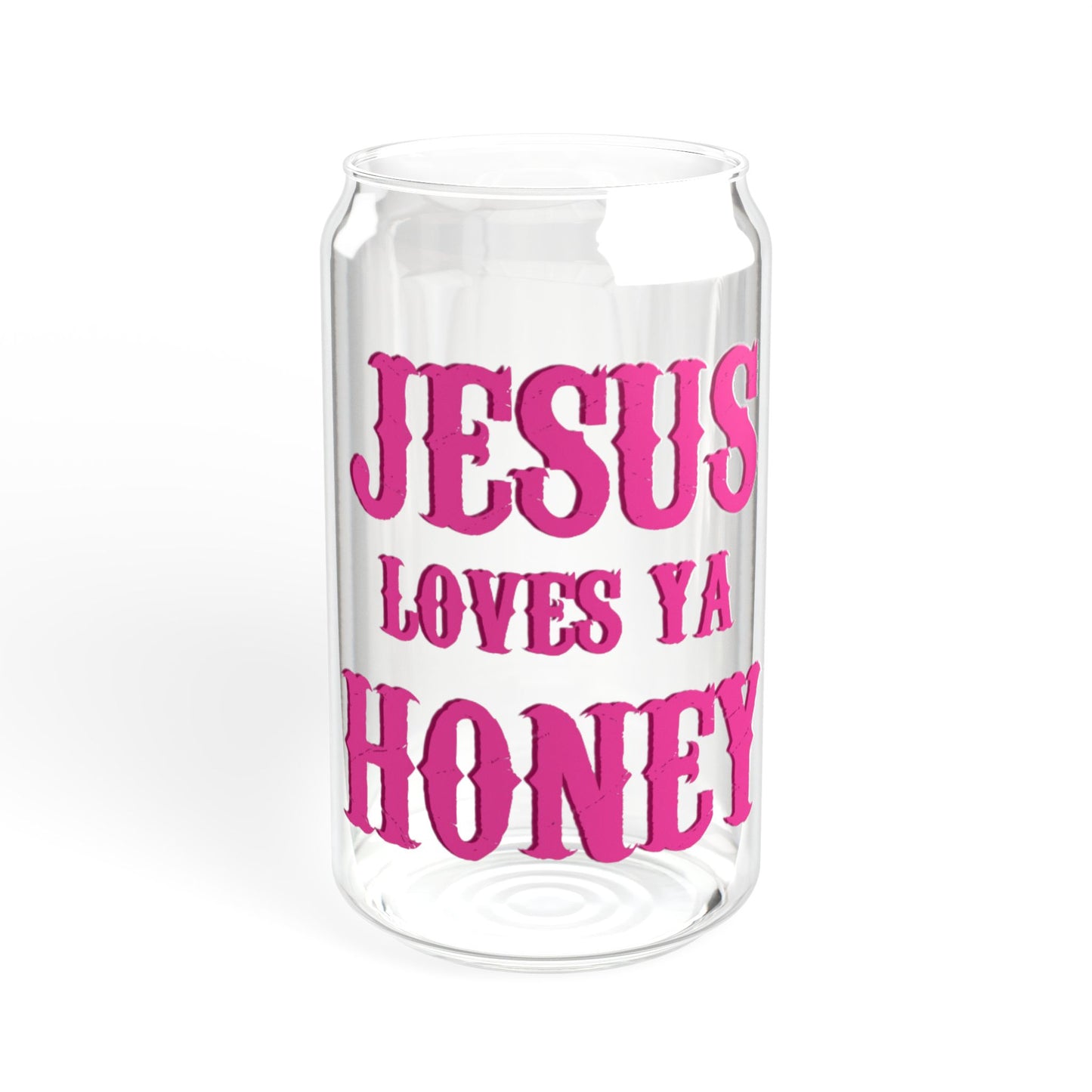 Jesus loves you honey pink Sipper Glass, 16oz