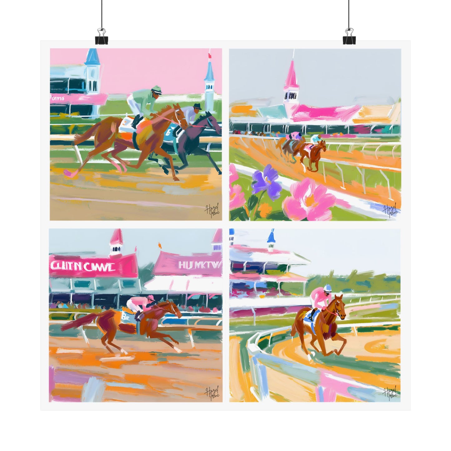 Kentucky Horse Racing Oil Painting on Matte Poster