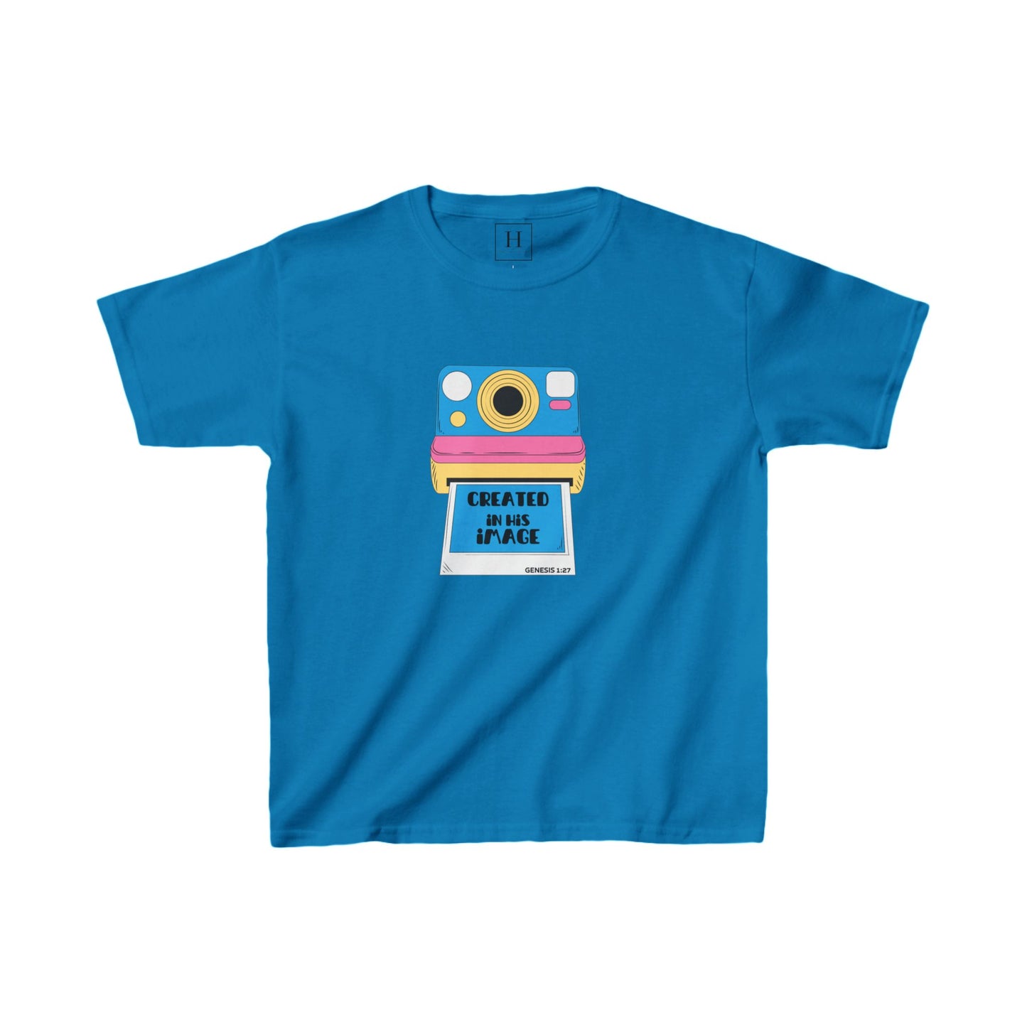 Youth - Created In His Image Polaroid Camera Christian Heavy Cotton Tee