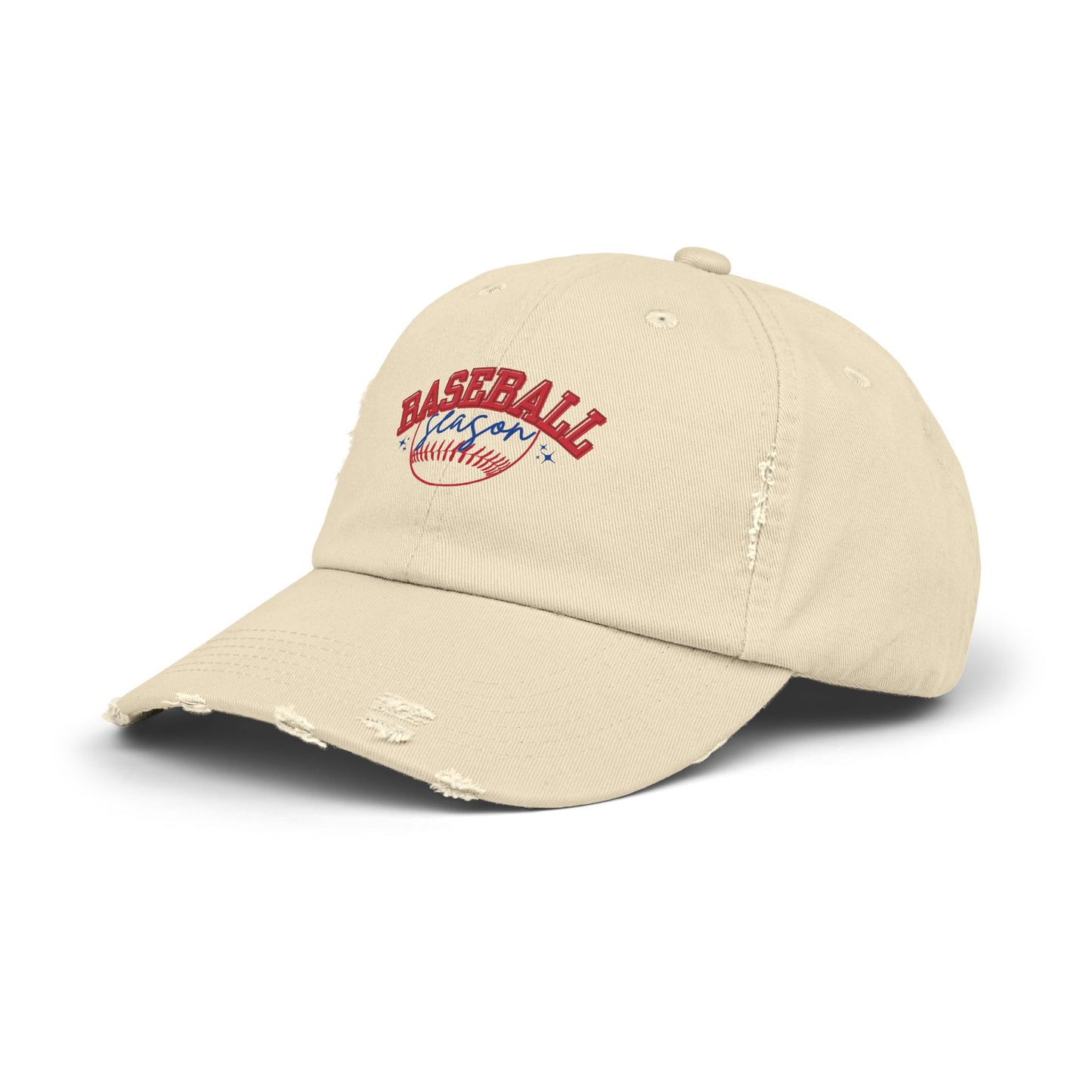 Baseball red white blue season hat