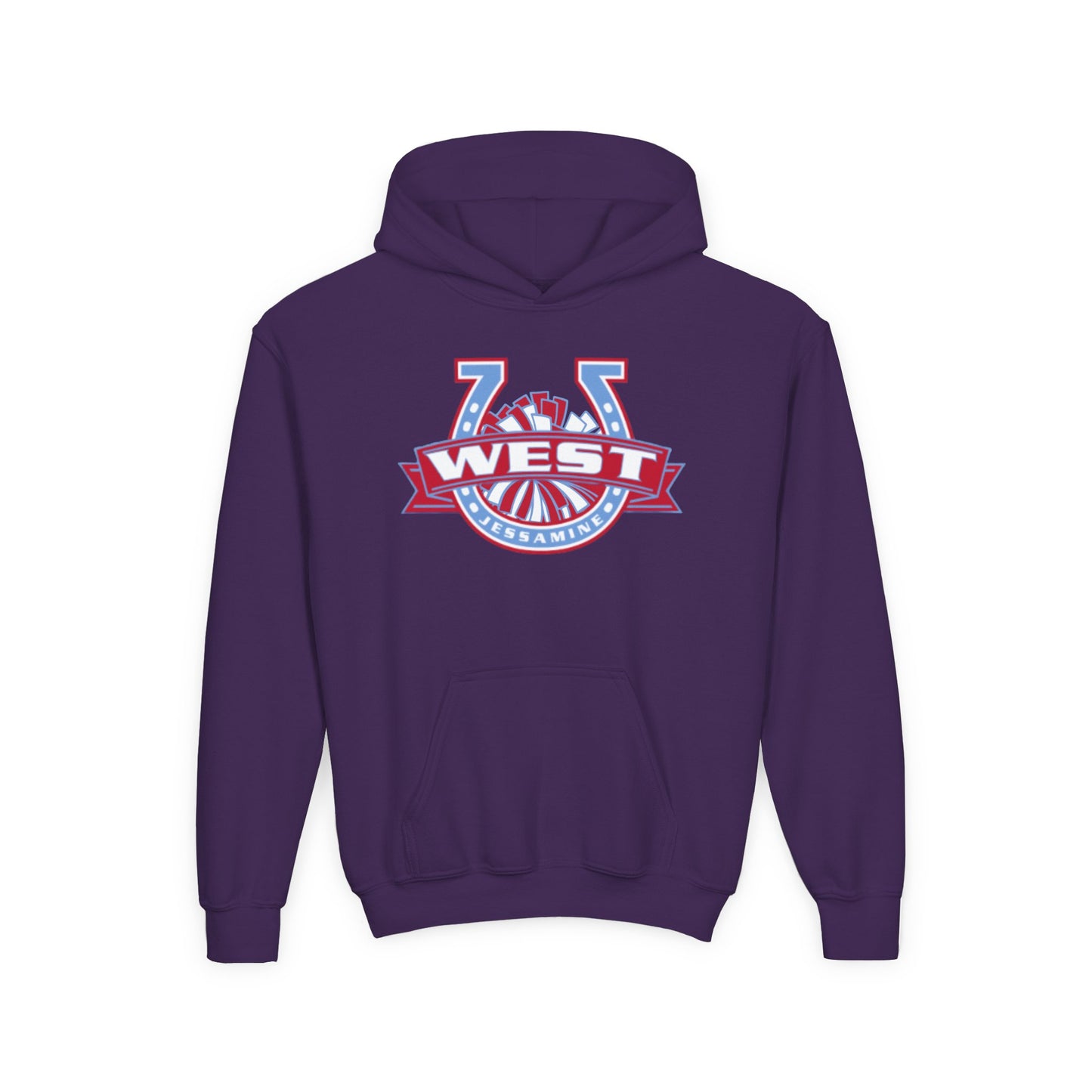 YOUTH Hoodie -- Cheerleading Unisex Tee - West Jessamine Horseshoe Logo with Poms