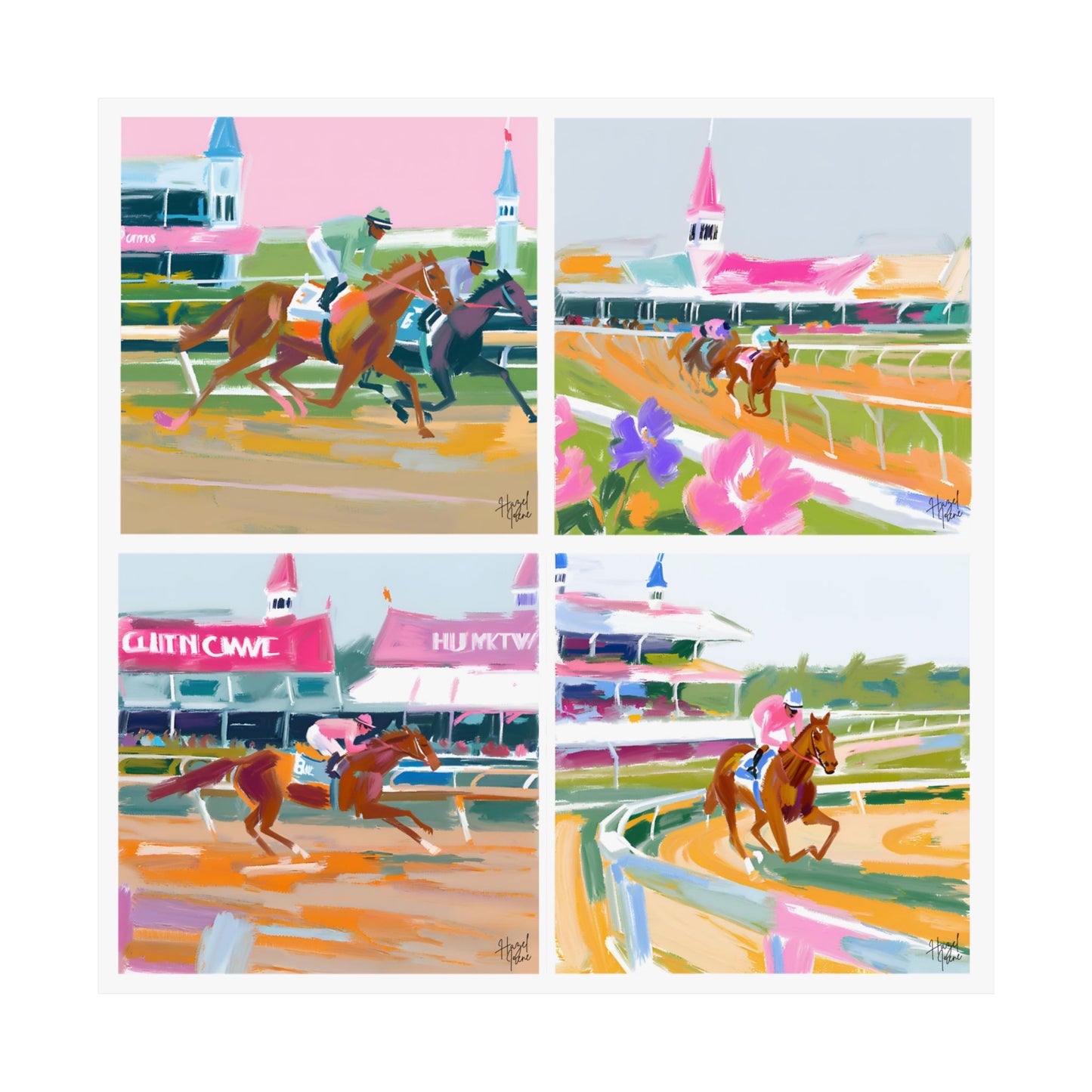 Kentucky Horse Racing Oil Painting on Matte Poster