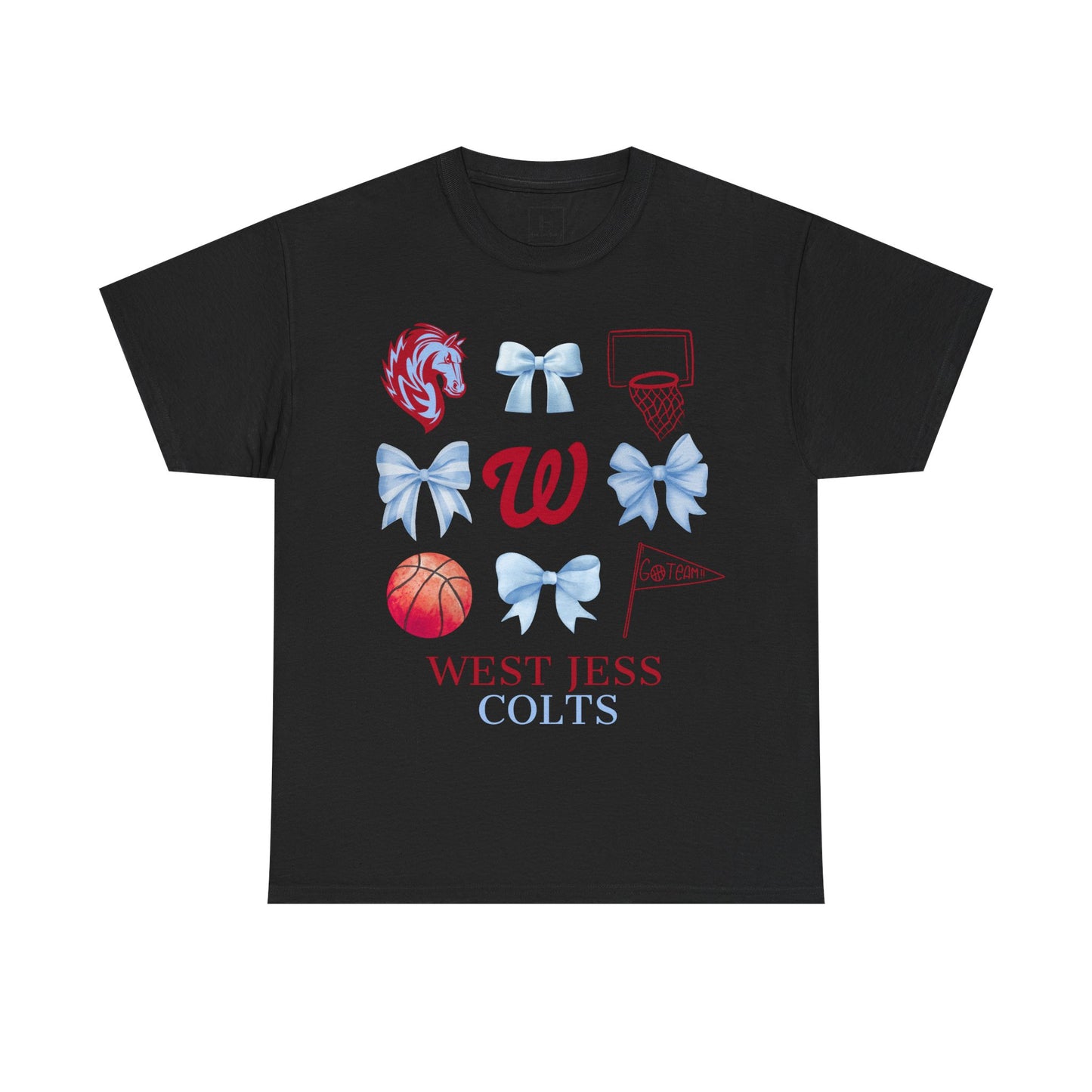 West Jessamine Colts Coquette Basketball Bows - Unisex Tee