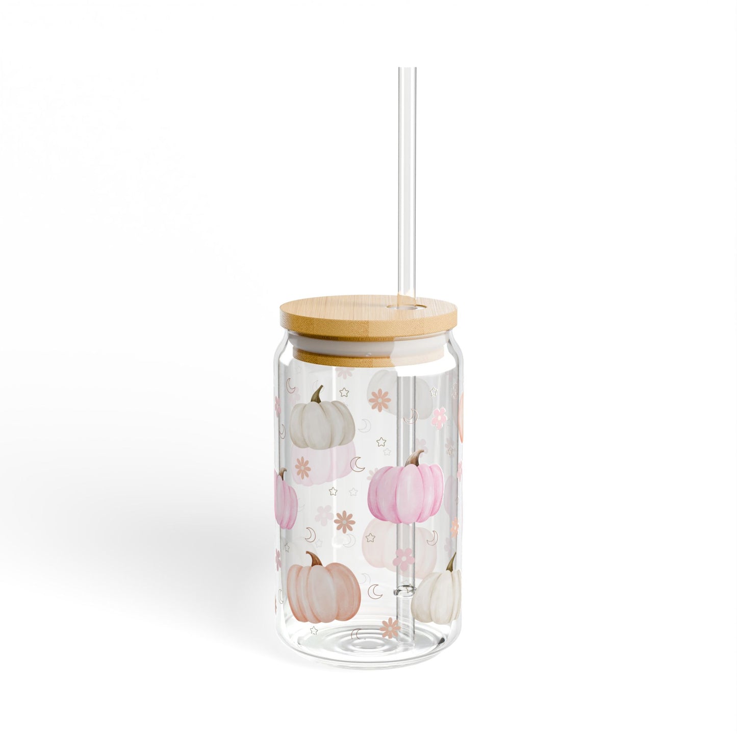 Pastel Fall Pumpkins Sipper Glass