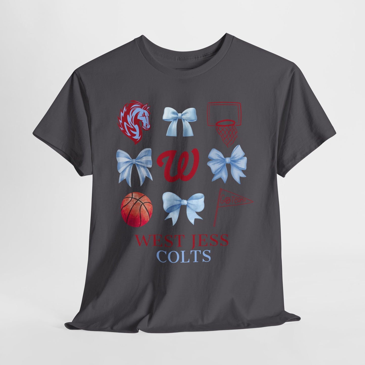 West Jessamine Colts Coquette Basketball Bows - Unisex Tee