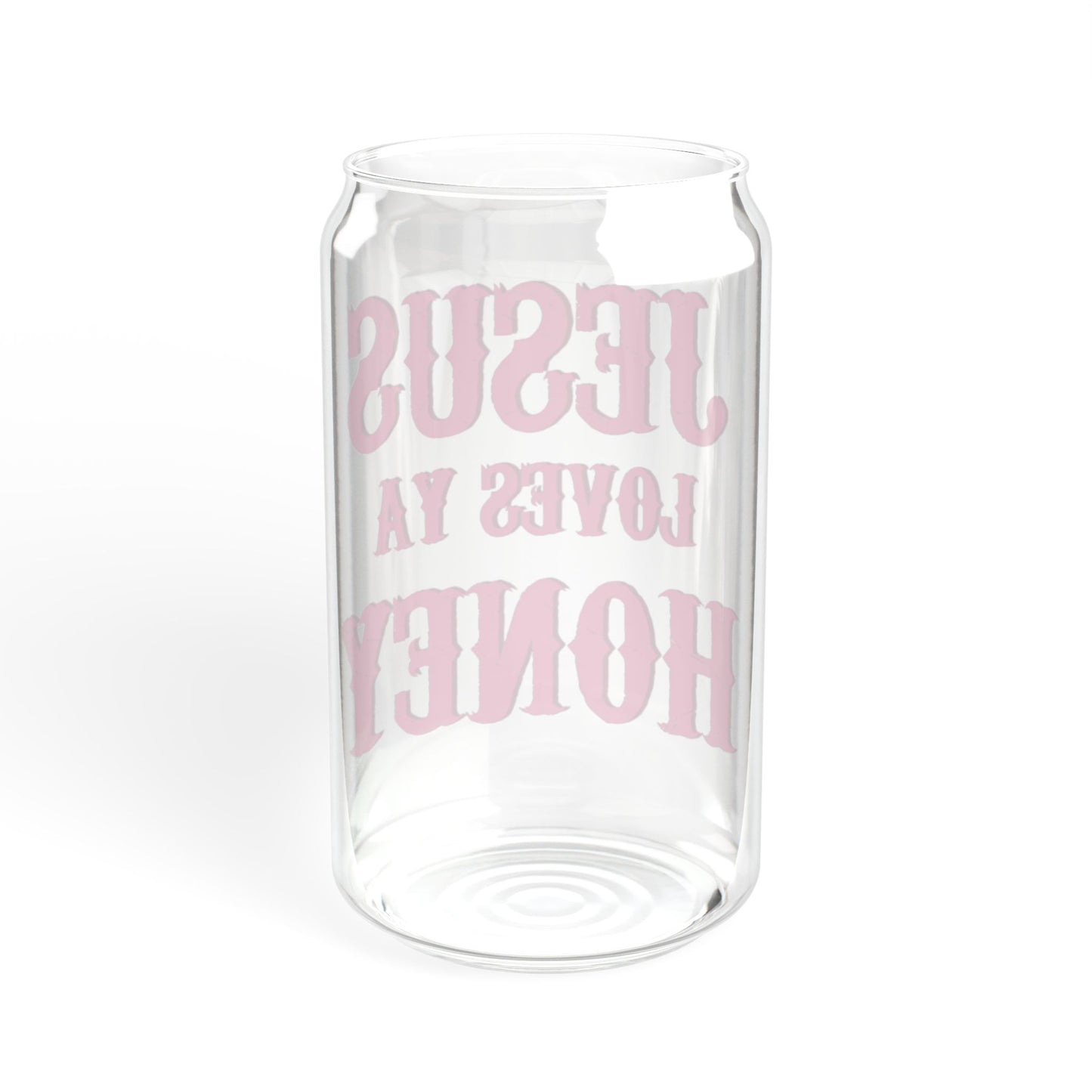 Jesus loves you honey pink Sipper Glass, 16oz