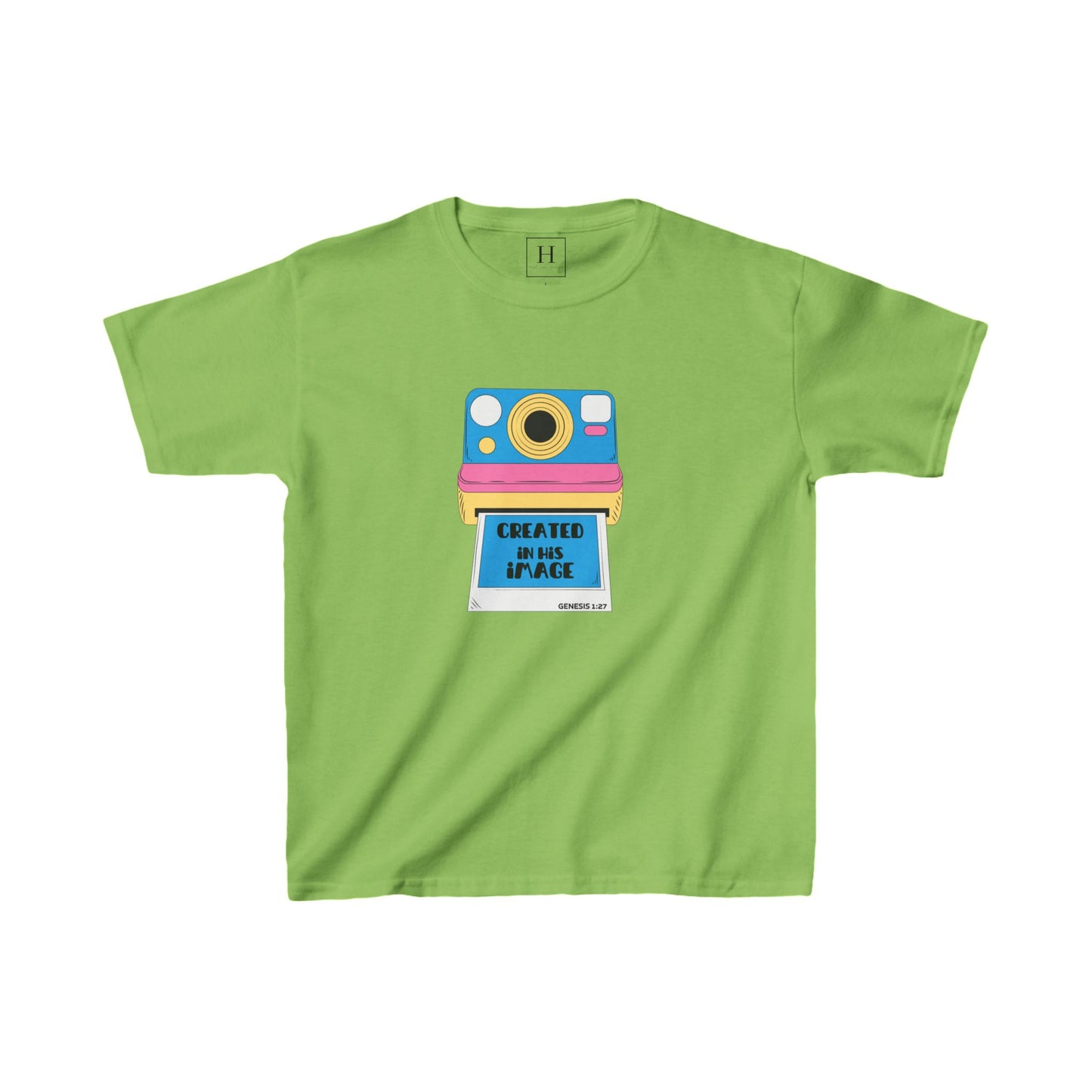 Youth - Created In His Image Polaroid Camera Christian Heavy Cotton Tee