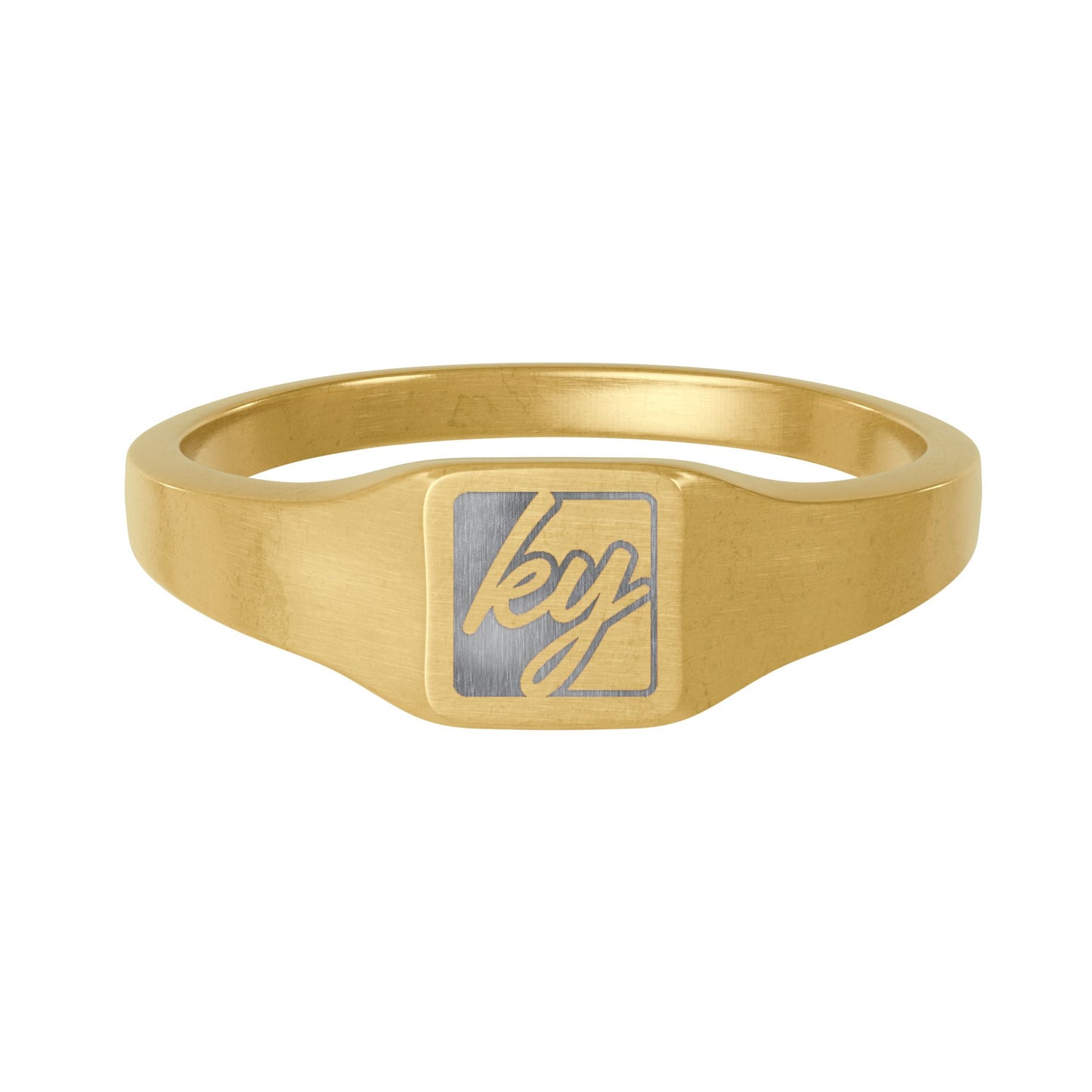 Kentucky (KY) Engraved Square Signet Ring — 18K Gold Stainless Steel