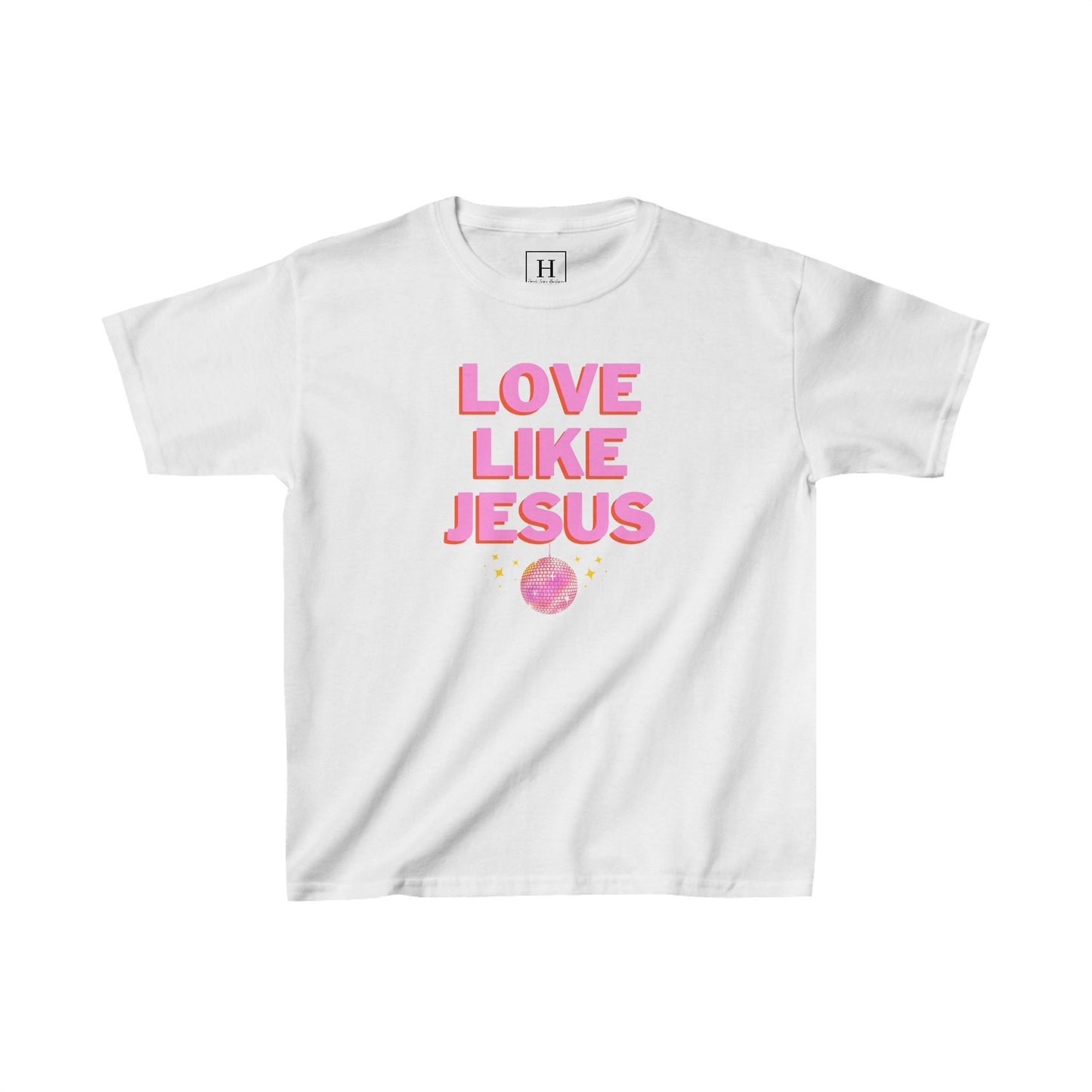KIDS Love like jesus disco christian shirt pink
