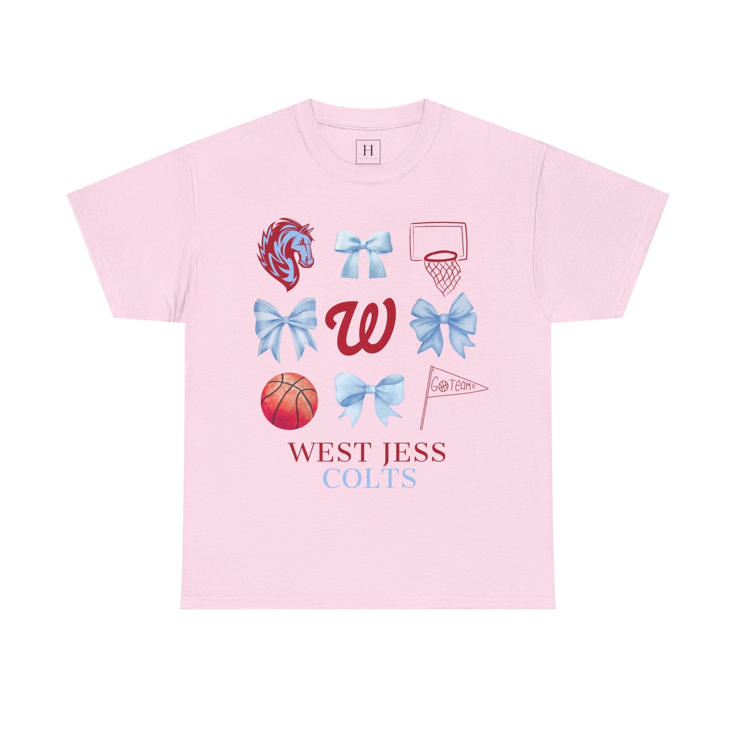 West Jessamine Colts Coquette Basketball Bows - Unisex Tee