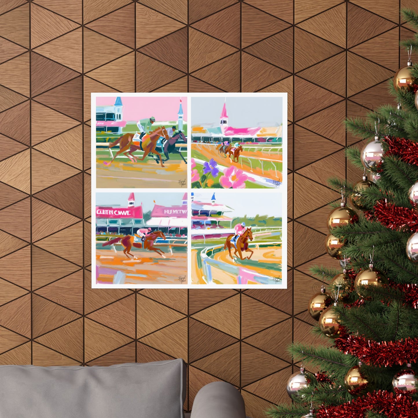 Kentucky Horse Racing Oil Painting on Matte Poster