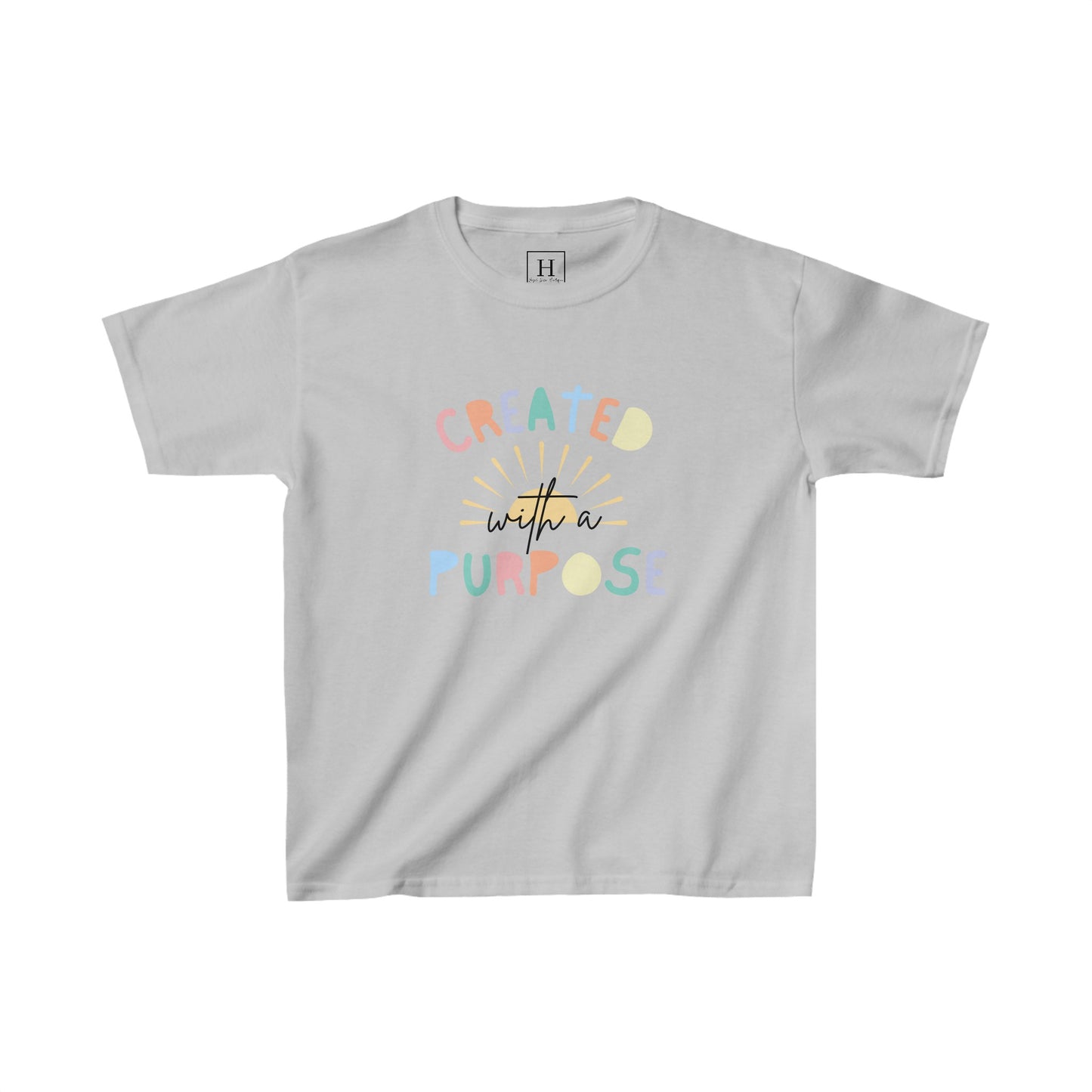 Kids Created With A Purpose Christian Heavy Cotton Tee