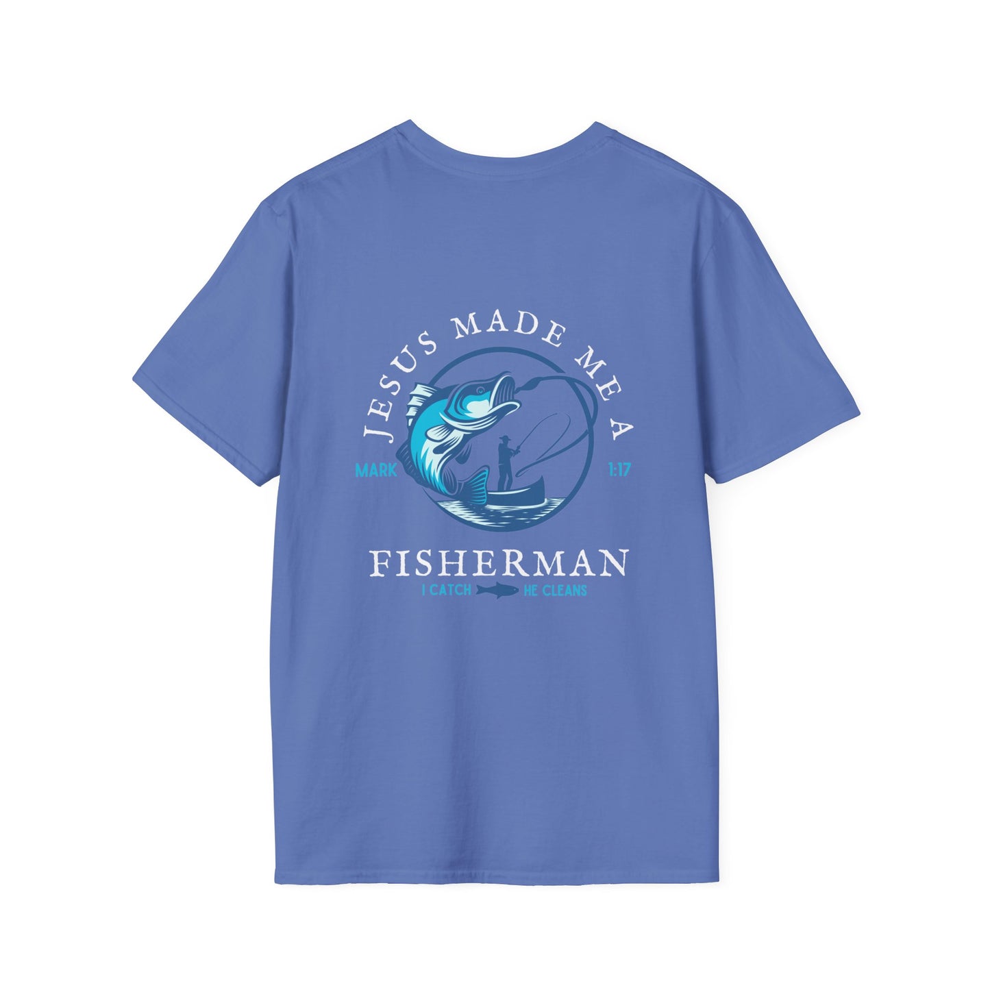 Jesus Made Me A Fisherman Christian T-Shirt (front and back)