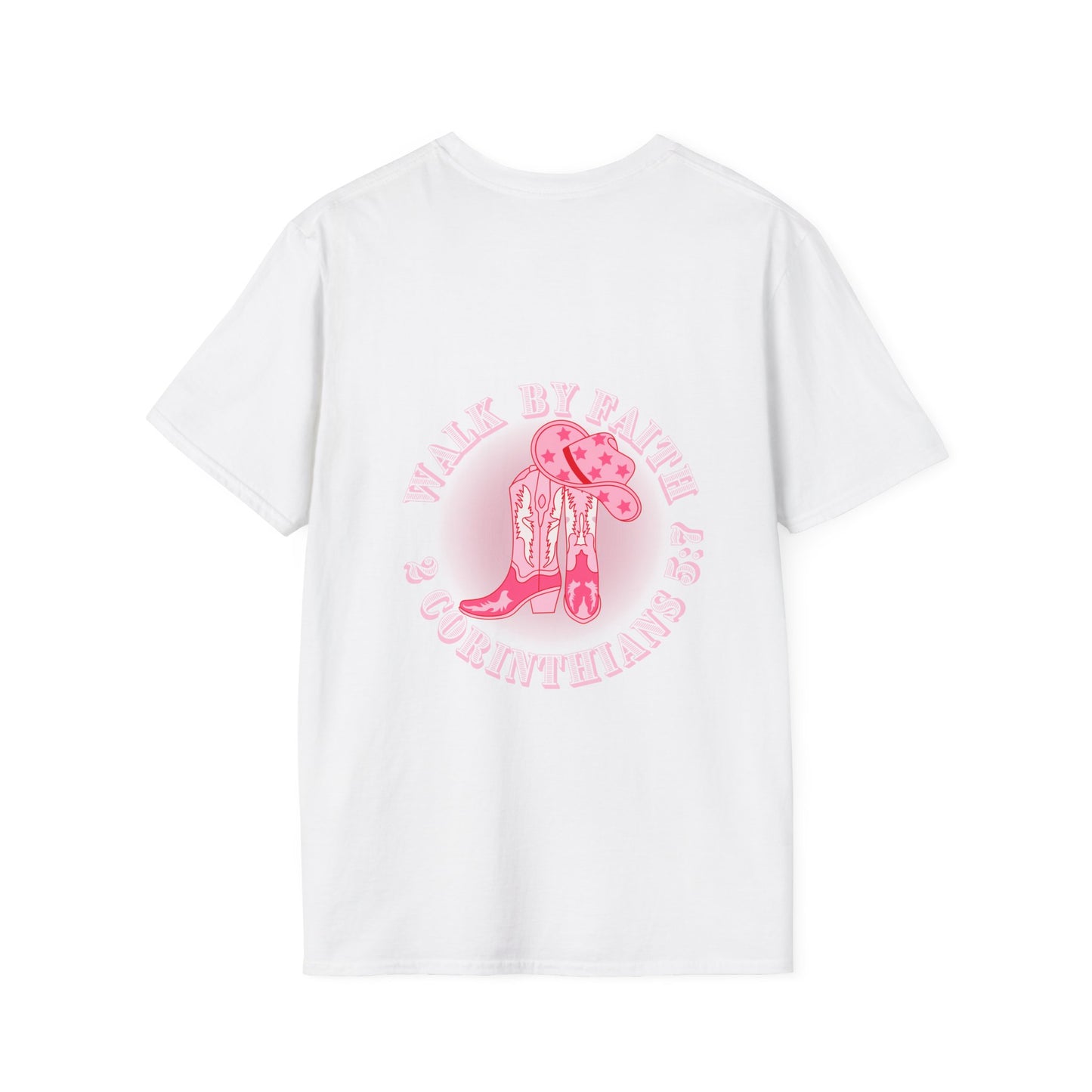 walk by faith cowgirl boot christian shirt (front and back)