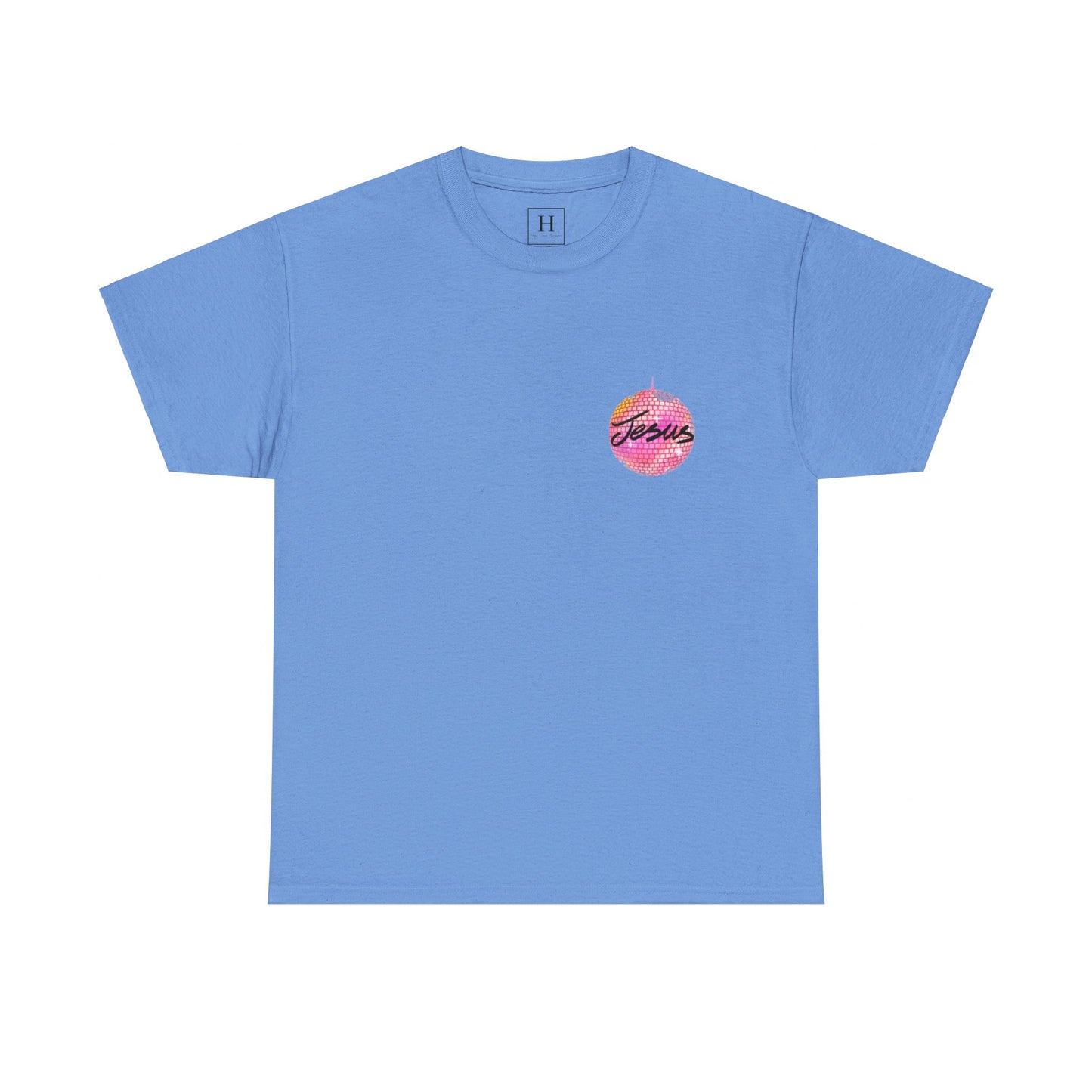 Love like jesus disco christian shirt pink (front and back)