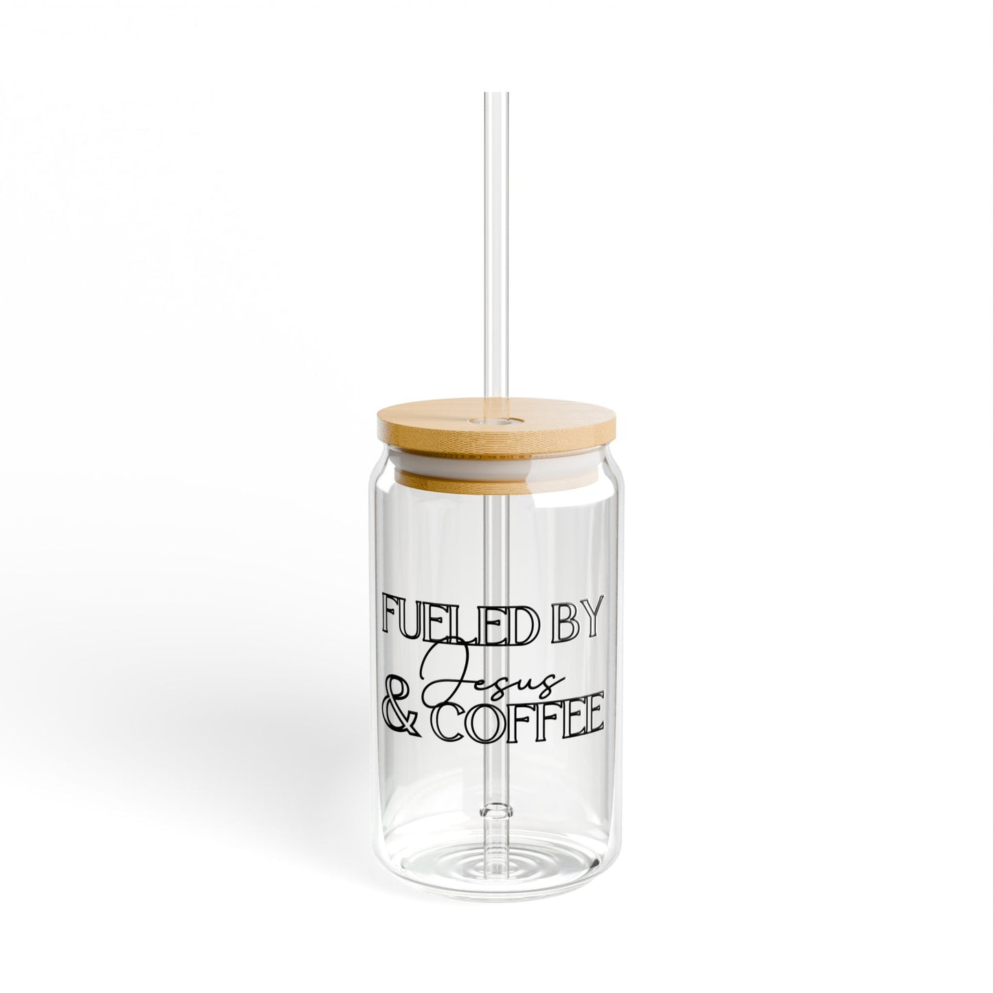 Fueled by coffee and jesus Sipper Glass, 16oz
