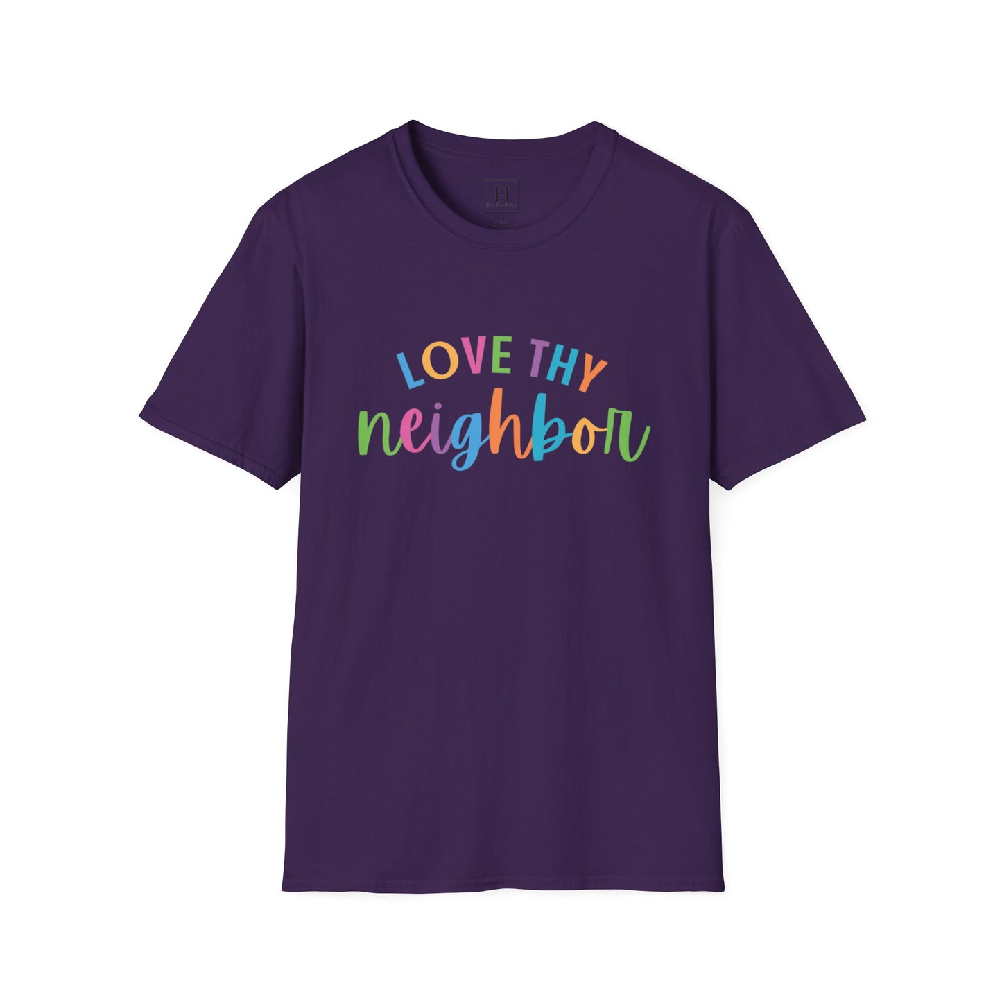 Bright Rainbow Color Love Thy Neighbor Christian T-shirt