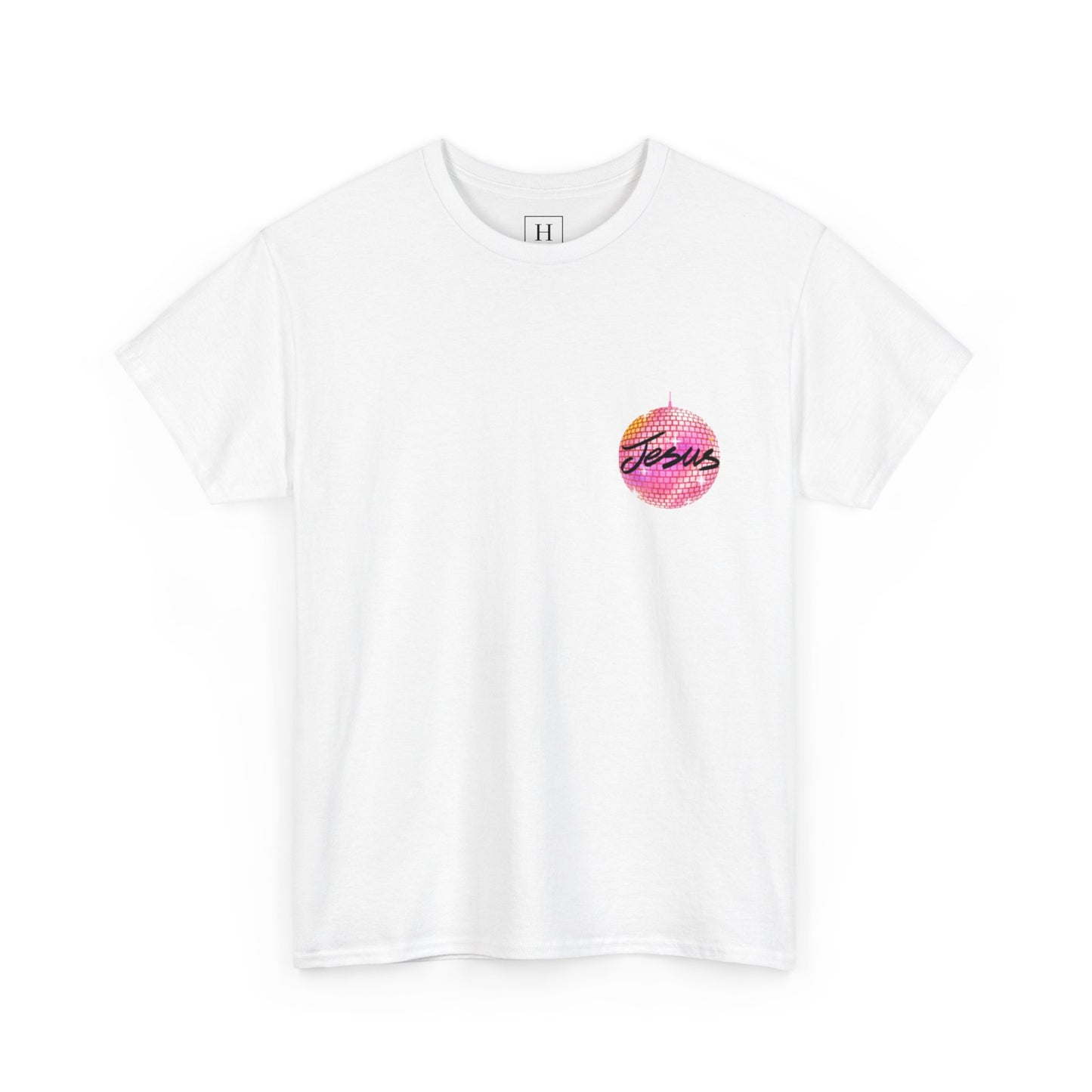 Love like jesus disco christian shirt pink (front and back)