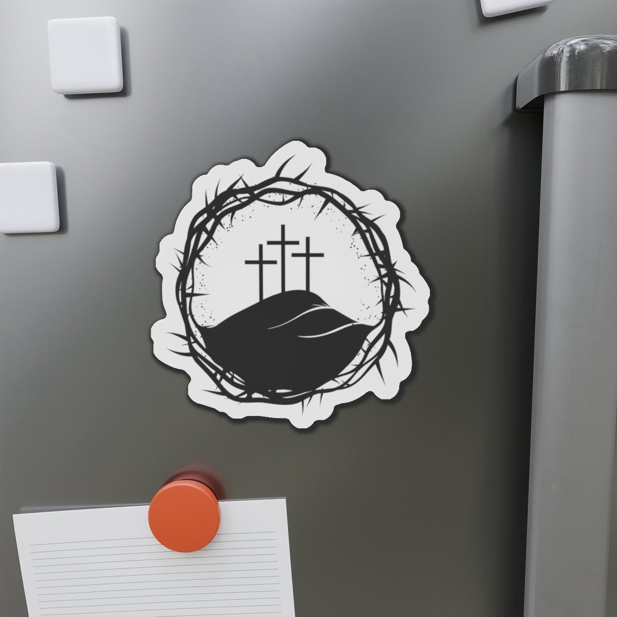 Christian King Crown w/ Cross Die-Cut Magnets for Home Decor, Stylish Refrigerator Magnet, Personalized Office Decor, Custom Gift Idea, Modern Home Accessories