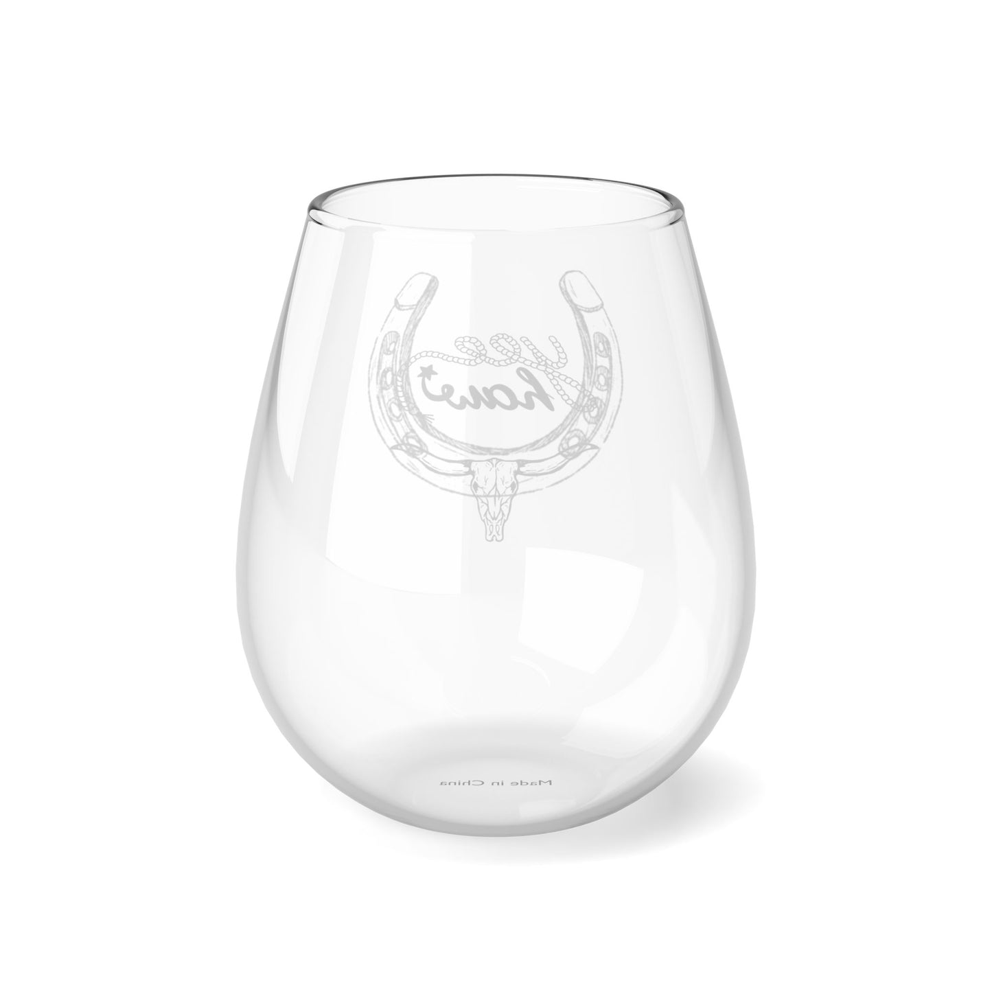 YEEHAW cowgirl cowboy Stemless Wine Glass, 11.75oz