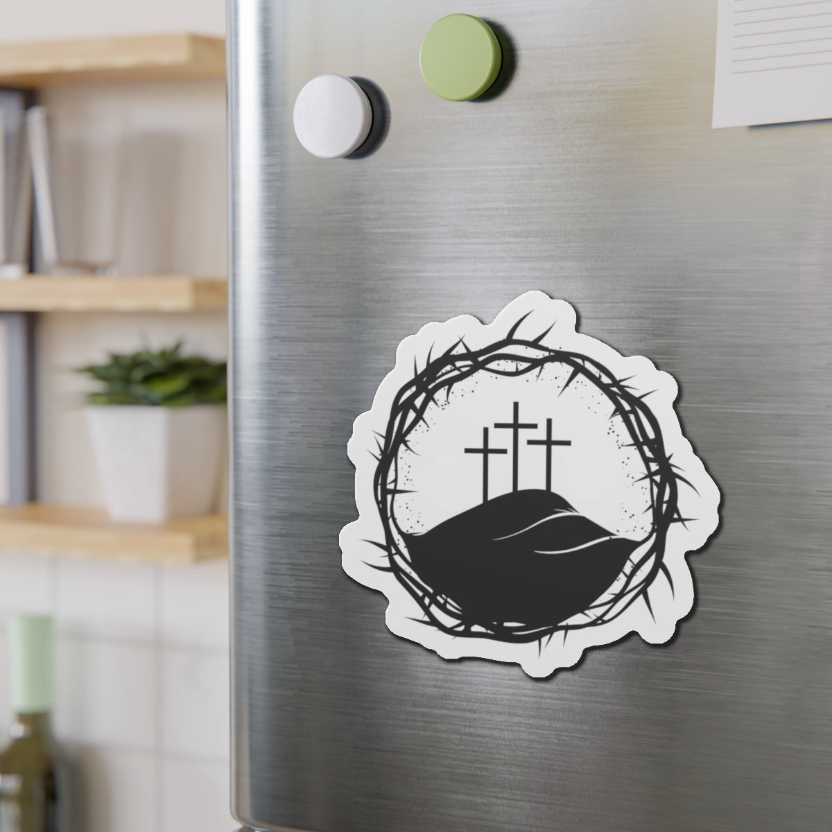 Christian King Crown w/ Cross Die-Cut Magnets for Home Decor, Stylish Refrigerator Magnet, Personalized Office Decor, Custom Gift Idea, Modern Home Accessories