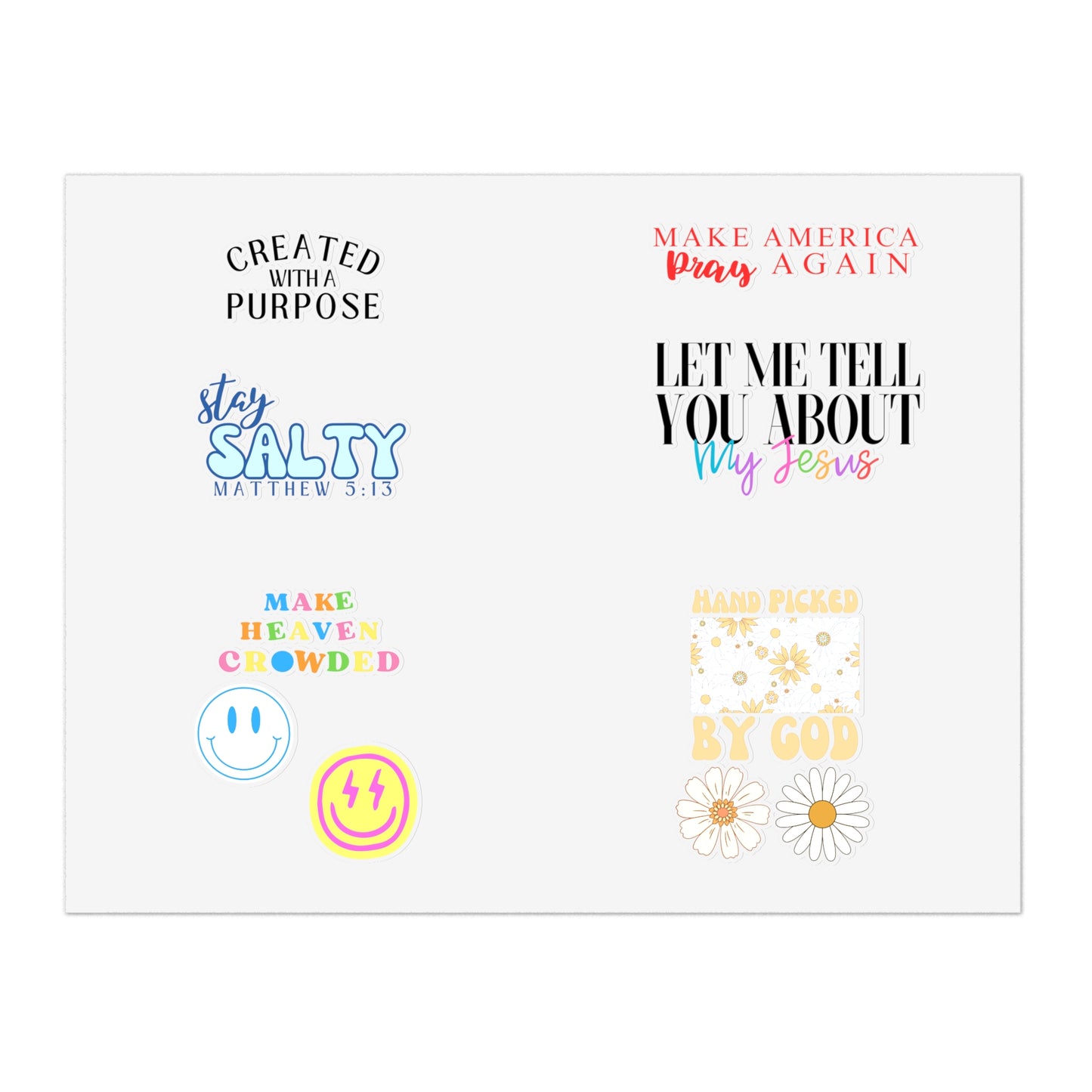 Christian Christian Sticker Sheets (Smiles, Flowers, and Quotes)