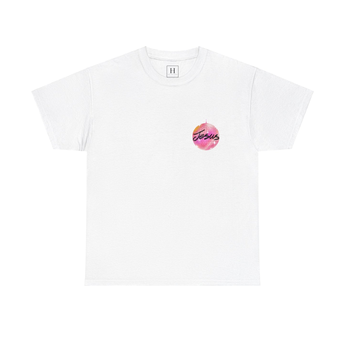 Love like jesus disco christian shirt pink (front and back)