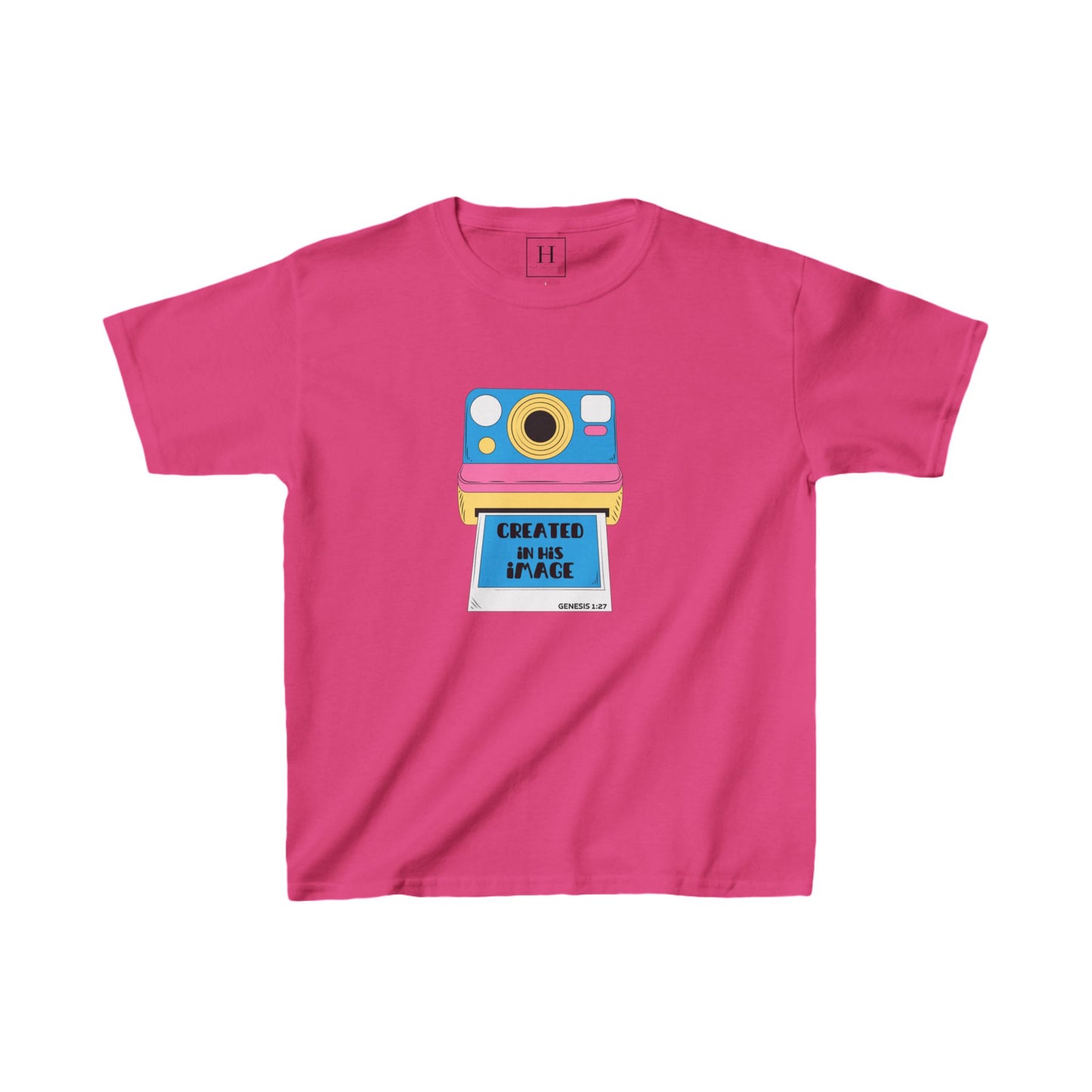 Youth - Created In His Image Polaroid Camera Christian Heavy Cotton Tee
