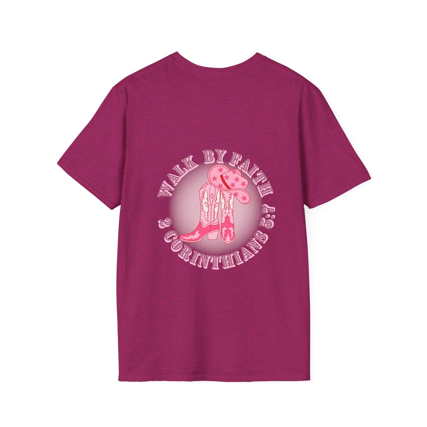 walk by faith cowgirl boot christian shirt (front and back)