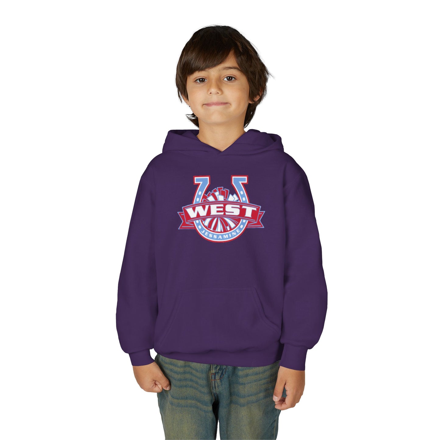 YOUTH Hoodie -- Cheerleading Unisex Tee - West Jessamine Horseshoe Logo with Poms