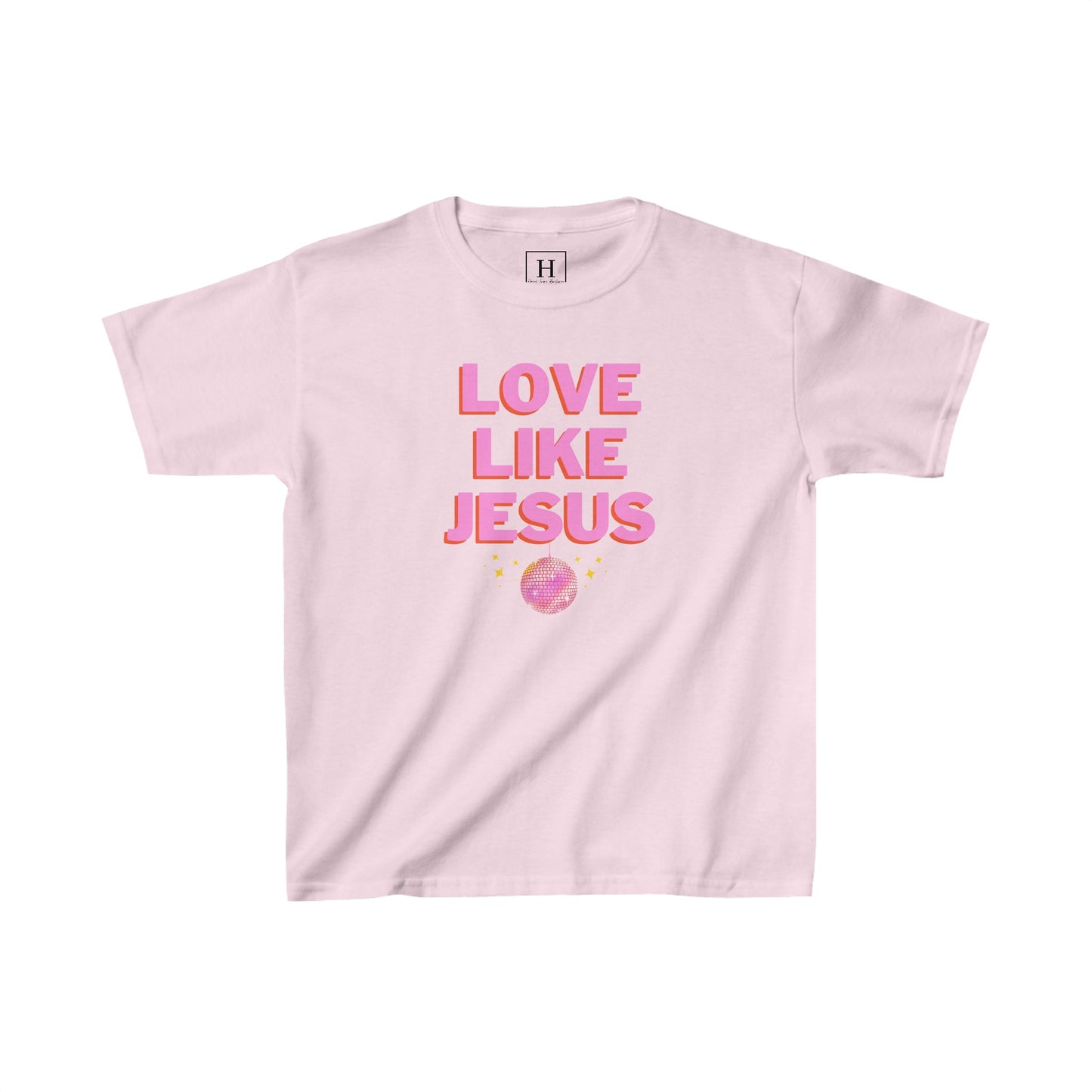 KIDS Love like jesus disco christian shirt pink